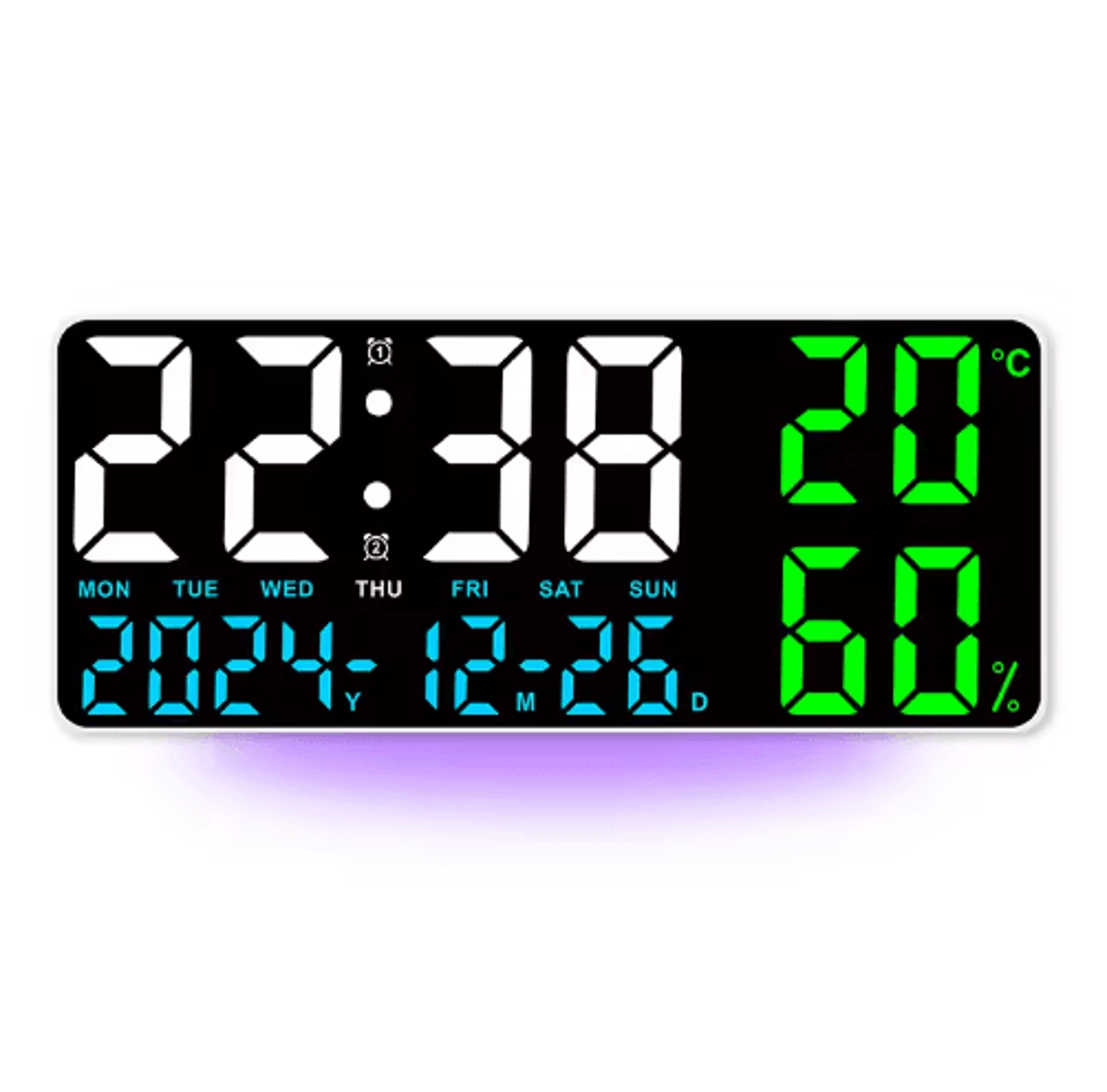 Large Digital Wall Clock  7Color Mood Light Dual Alarms  Countdown Timer 1