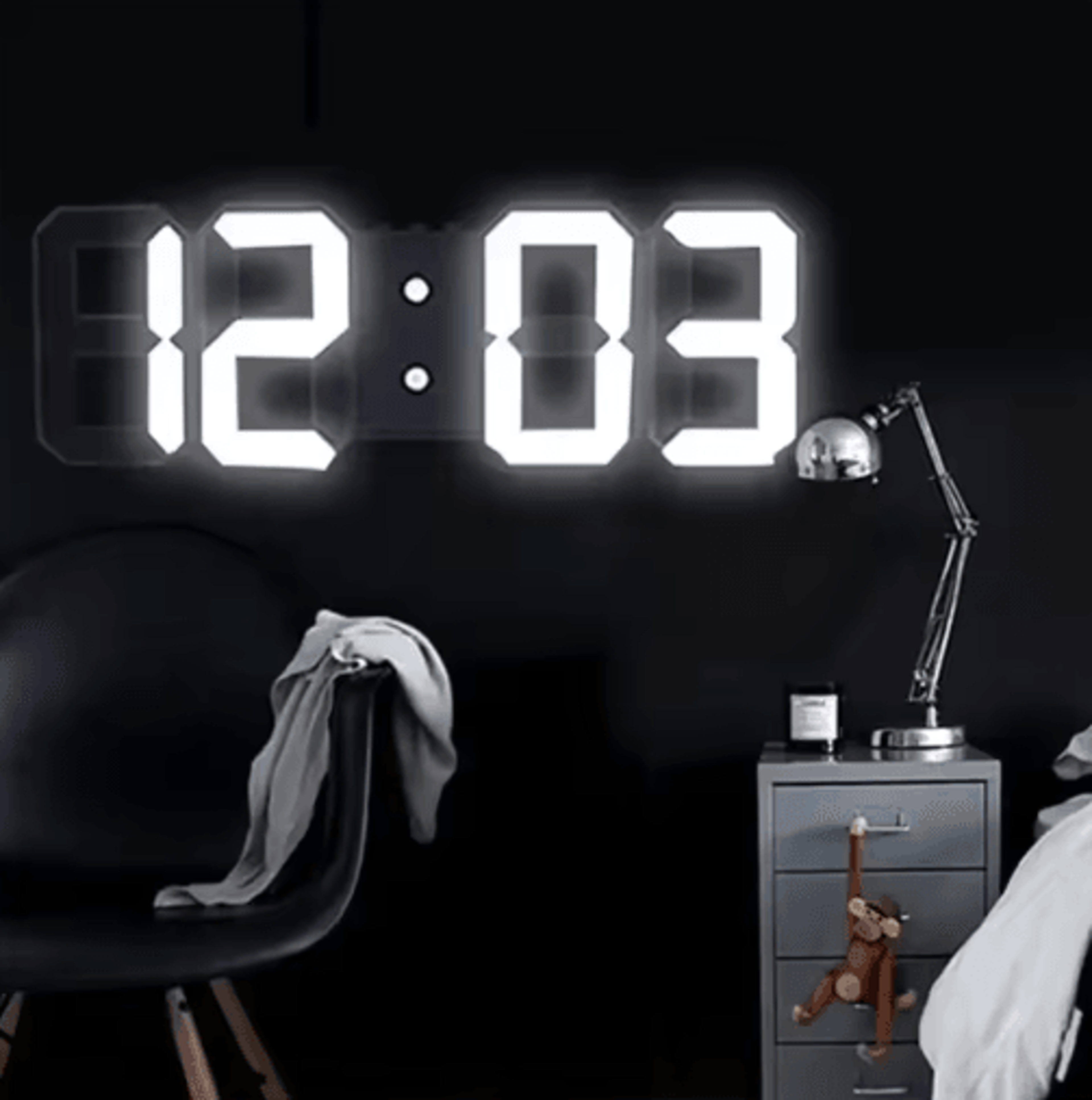 3D LED Digital Wall Clock  Luminous USBPowered Display For Modern Decor 11