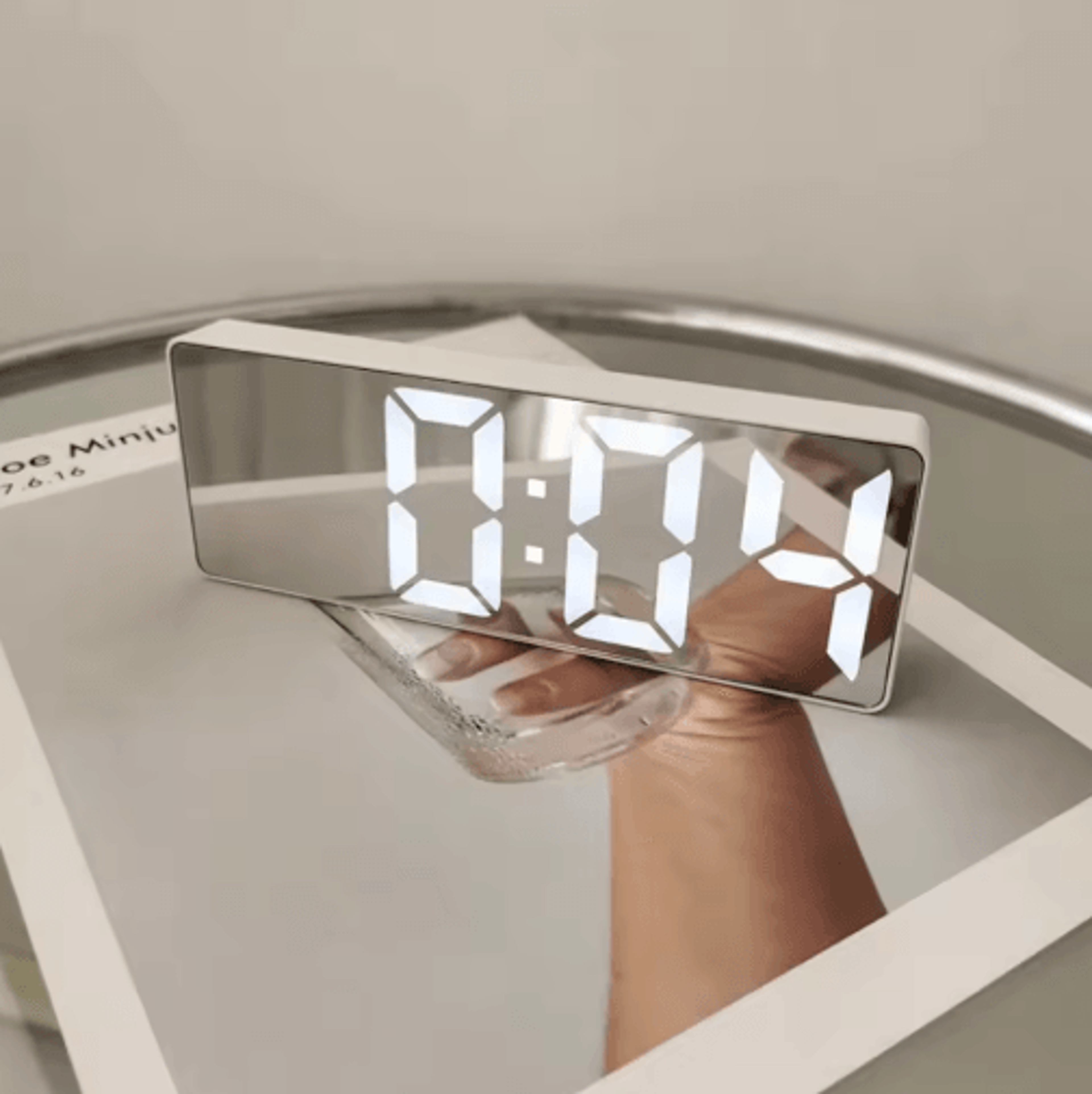 Modern Voice Control LED Mirror Alarm Clock  Portable Digital Desk Clock 0