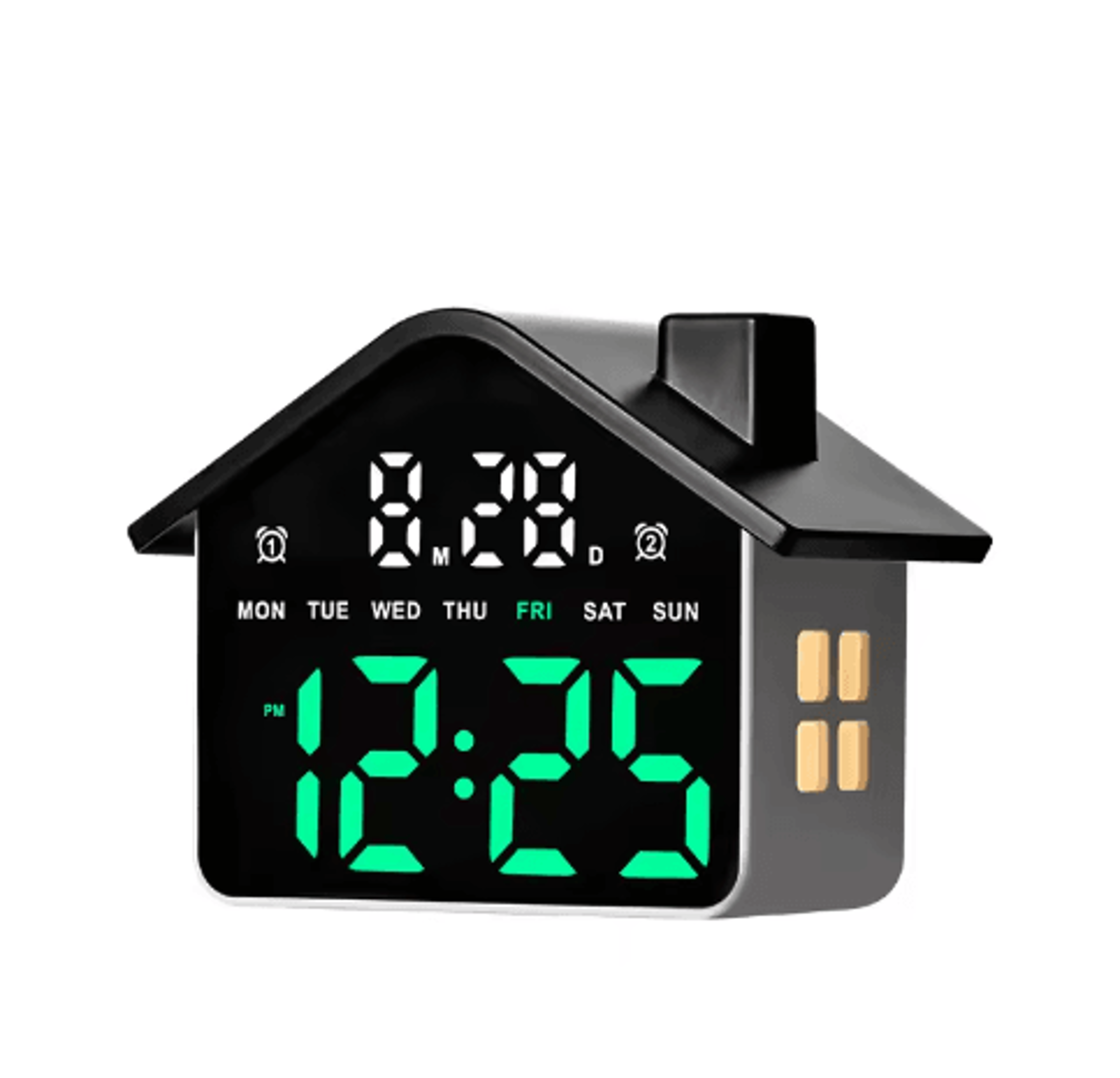 HouseShaped LED Alarm Clock  Voice Control Night Light With Date  Week Display 6