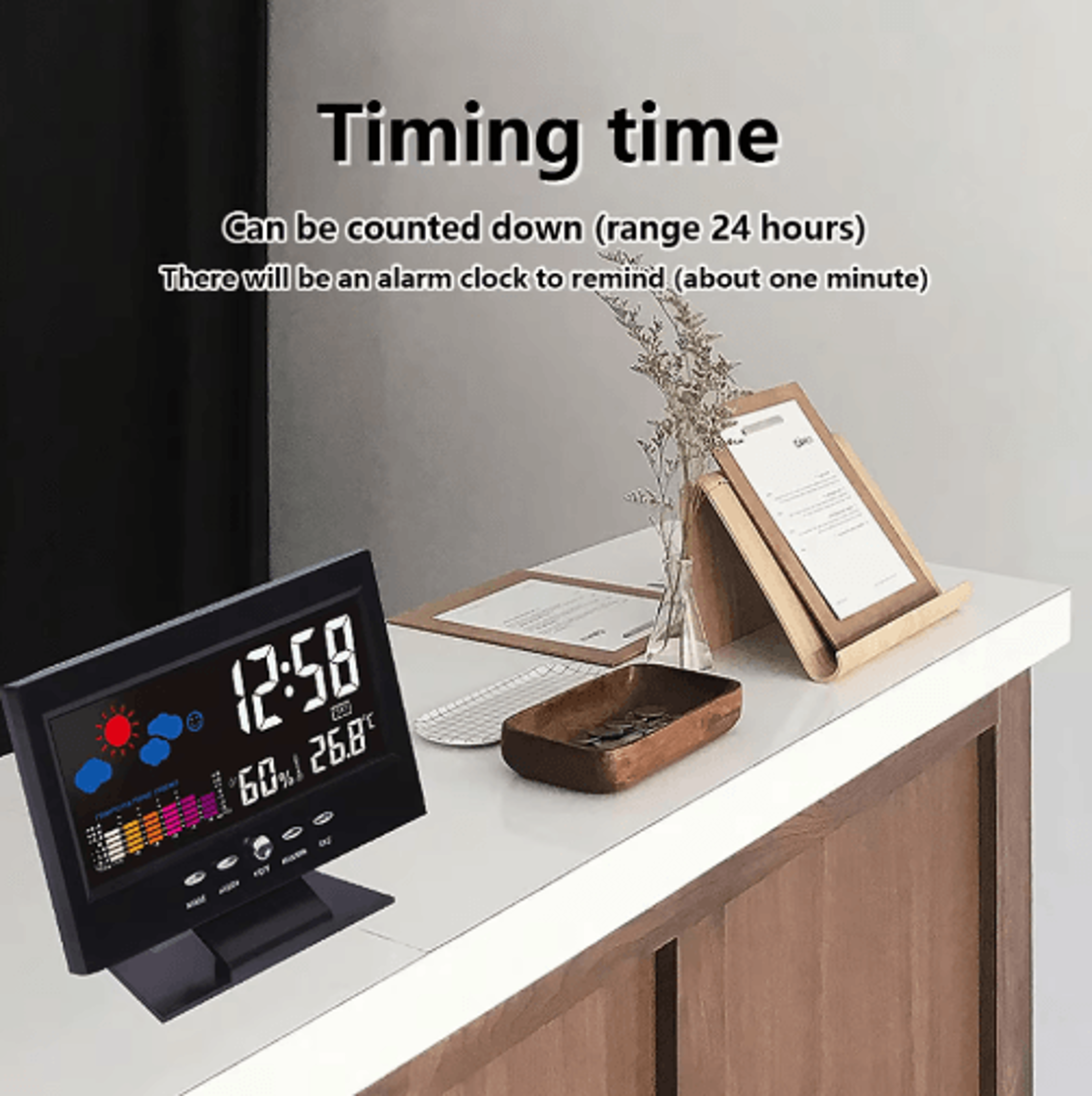 Digital Weather Forecast Clock  Temperature Humidity  VoiceActivated Backlight 5