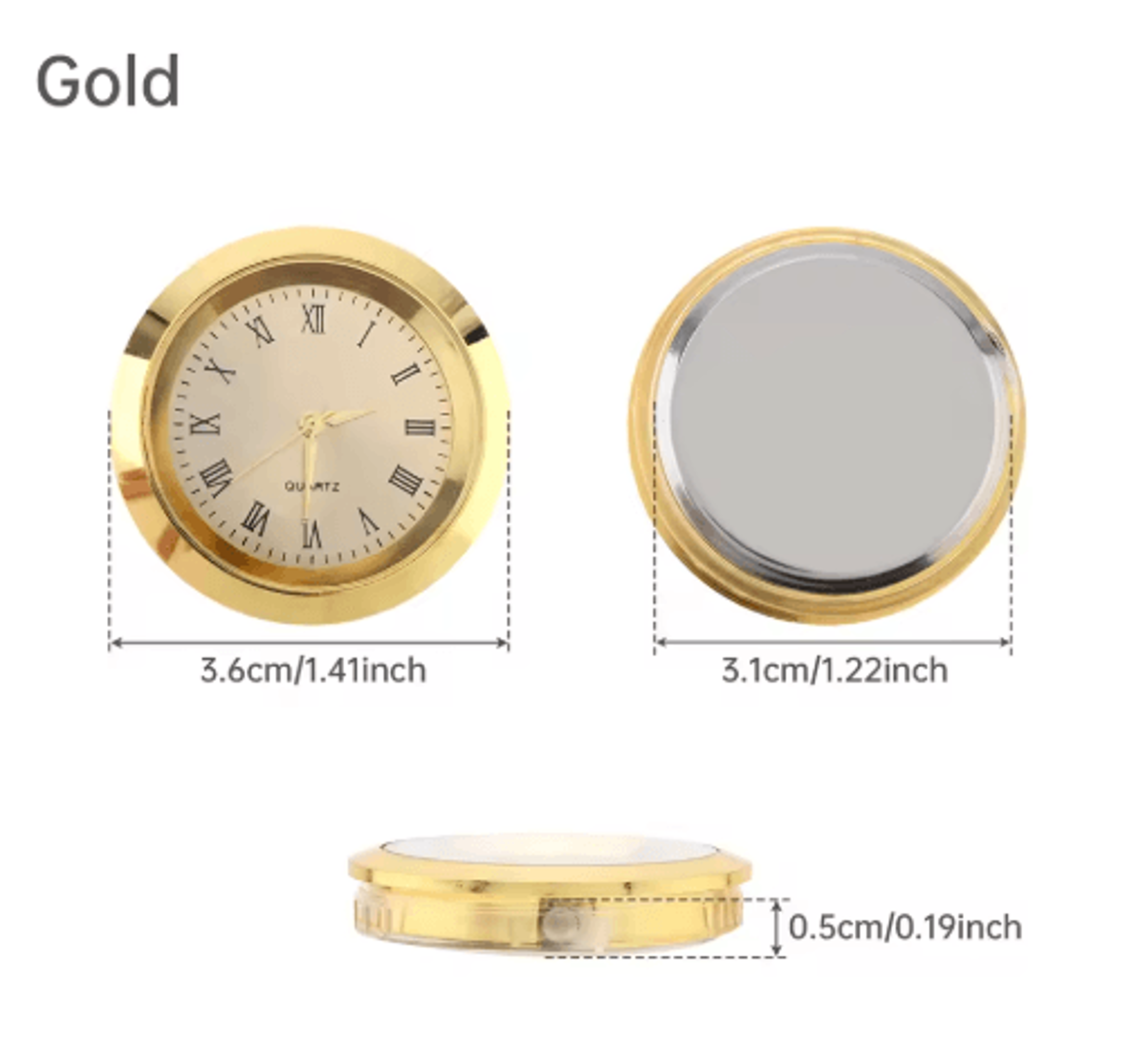 37mm Quartz Mini Clock Insert  Roman Numeral Movement For DIY Crafts 3