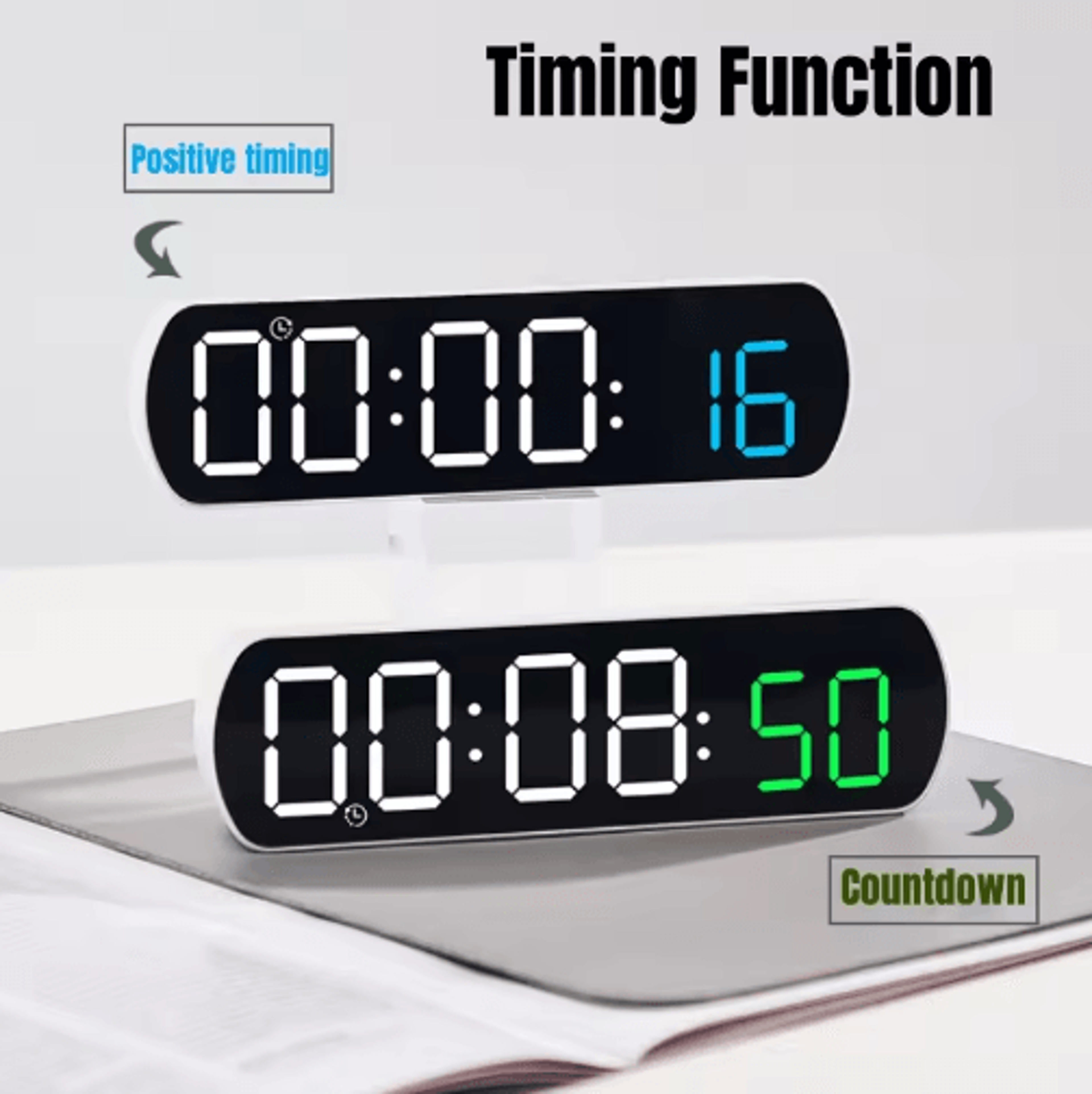 Voice Control LED Alarm Clock  Dual Alarms Timer  Temperature Display 8