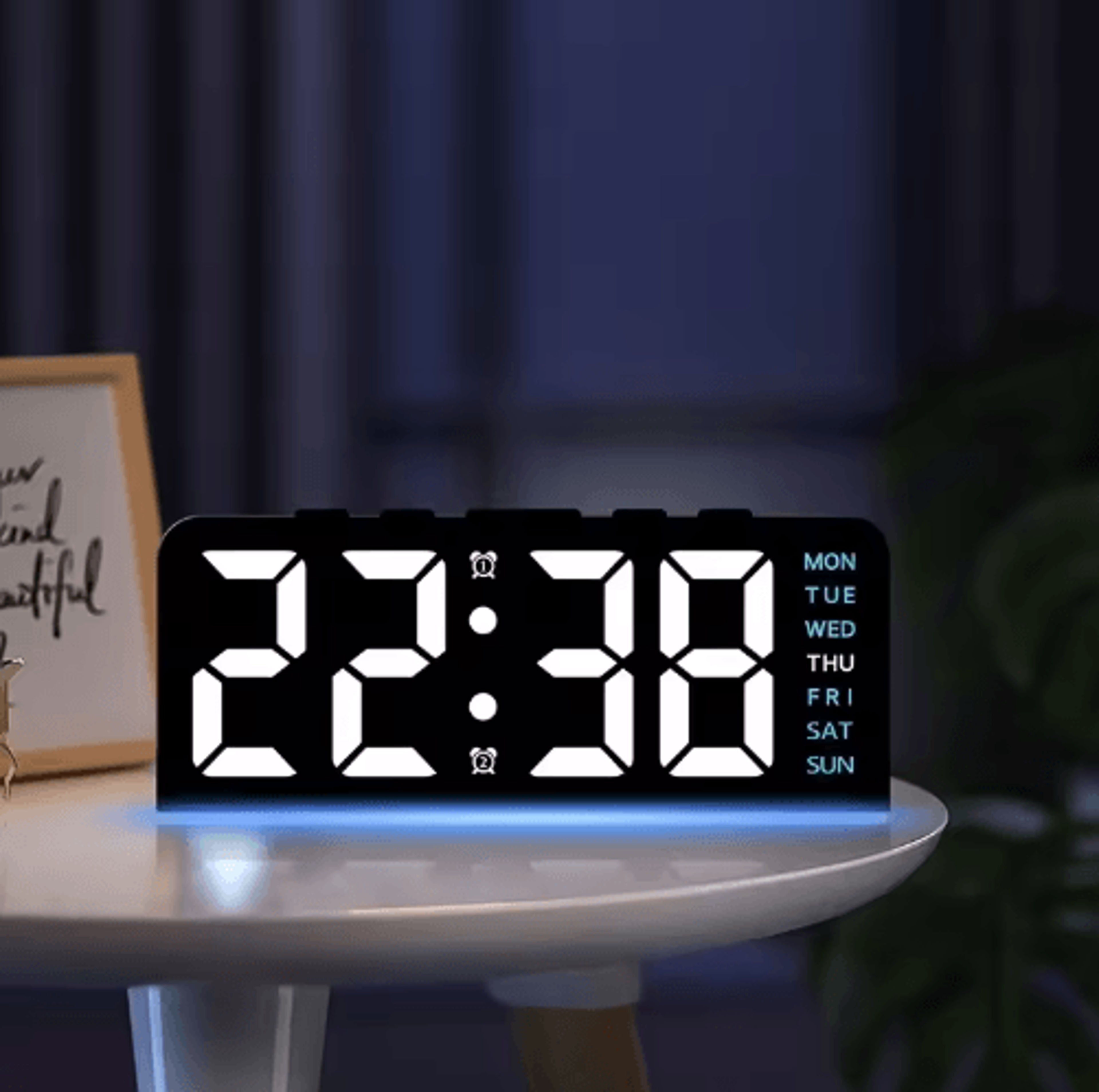 Digital LED Alarm Clock  Night Light With Temperature Display  Snooze 6