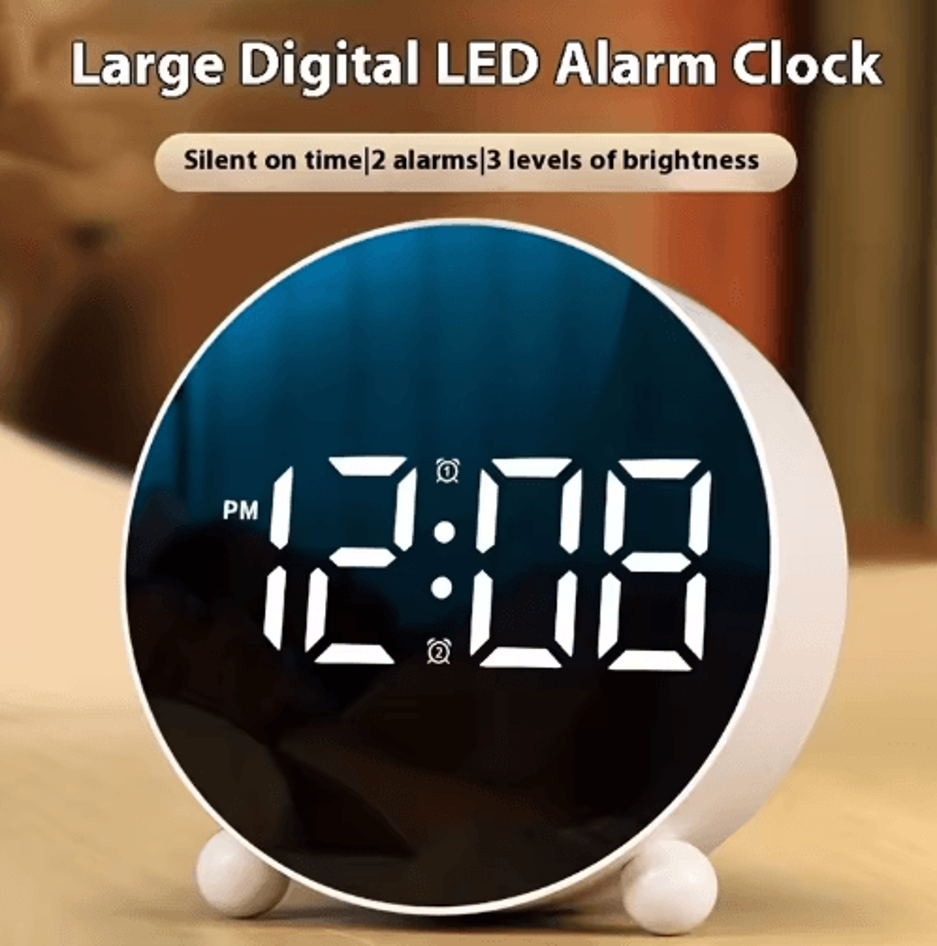 Rechargeable Large LED Alarm Clock  Silent Childrens Learning  Timing Clock 0