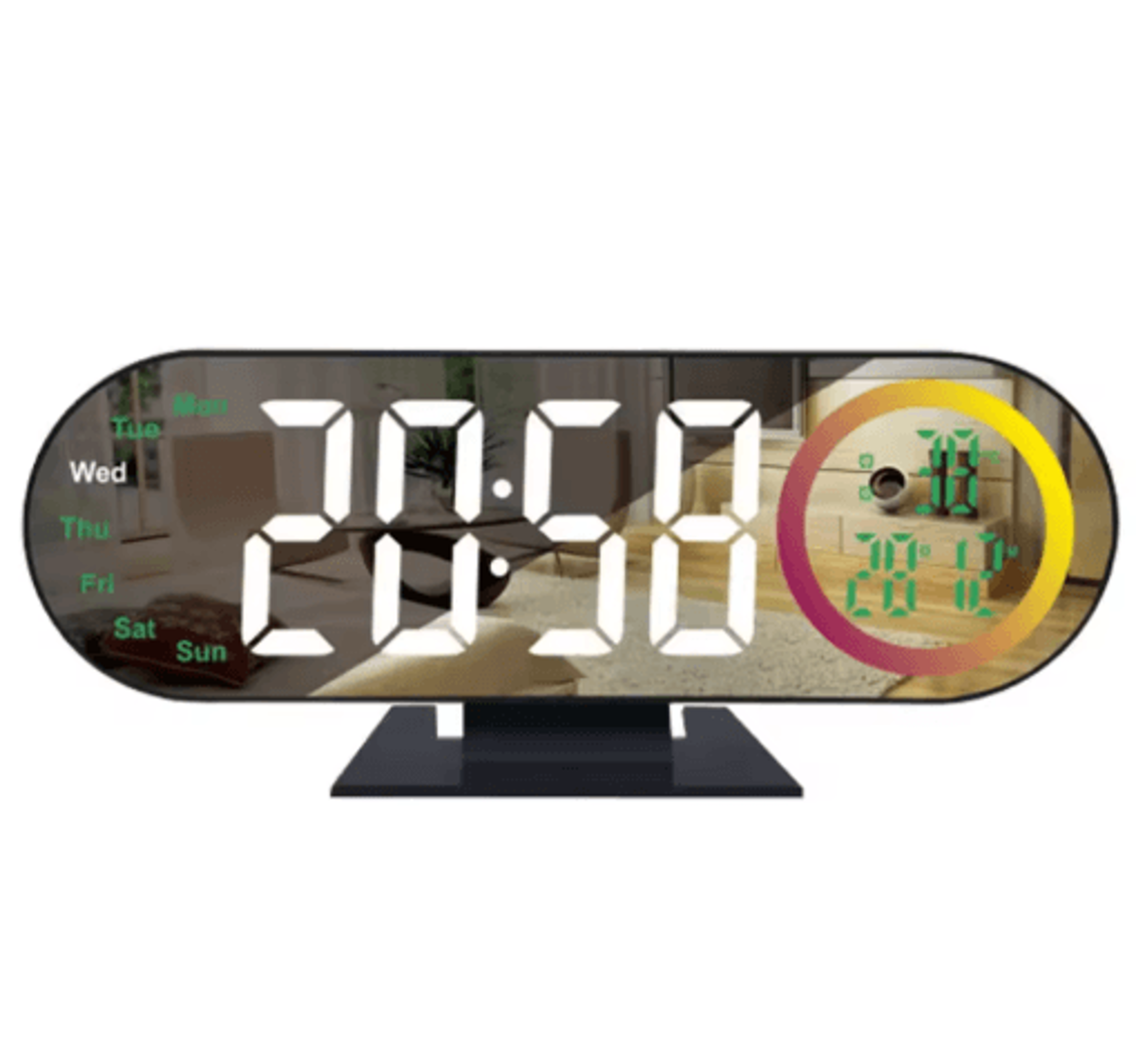 LED Mirror Alarm Clock  Voice Control Temperature  Adjustable Brightness 2