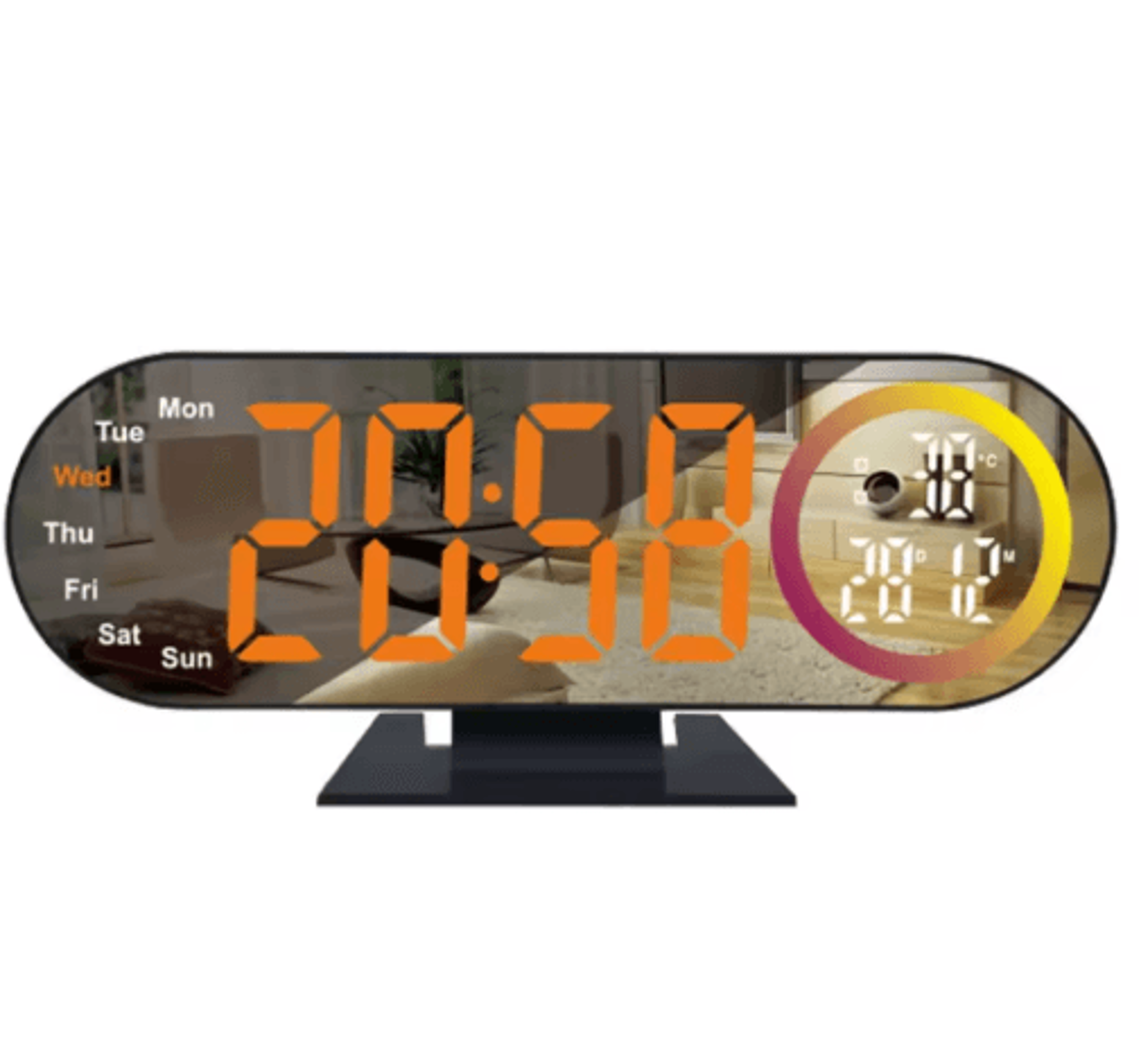 LED Mirror Alarm Clock  Voice Control Temperature  Adjustable Brightness 3