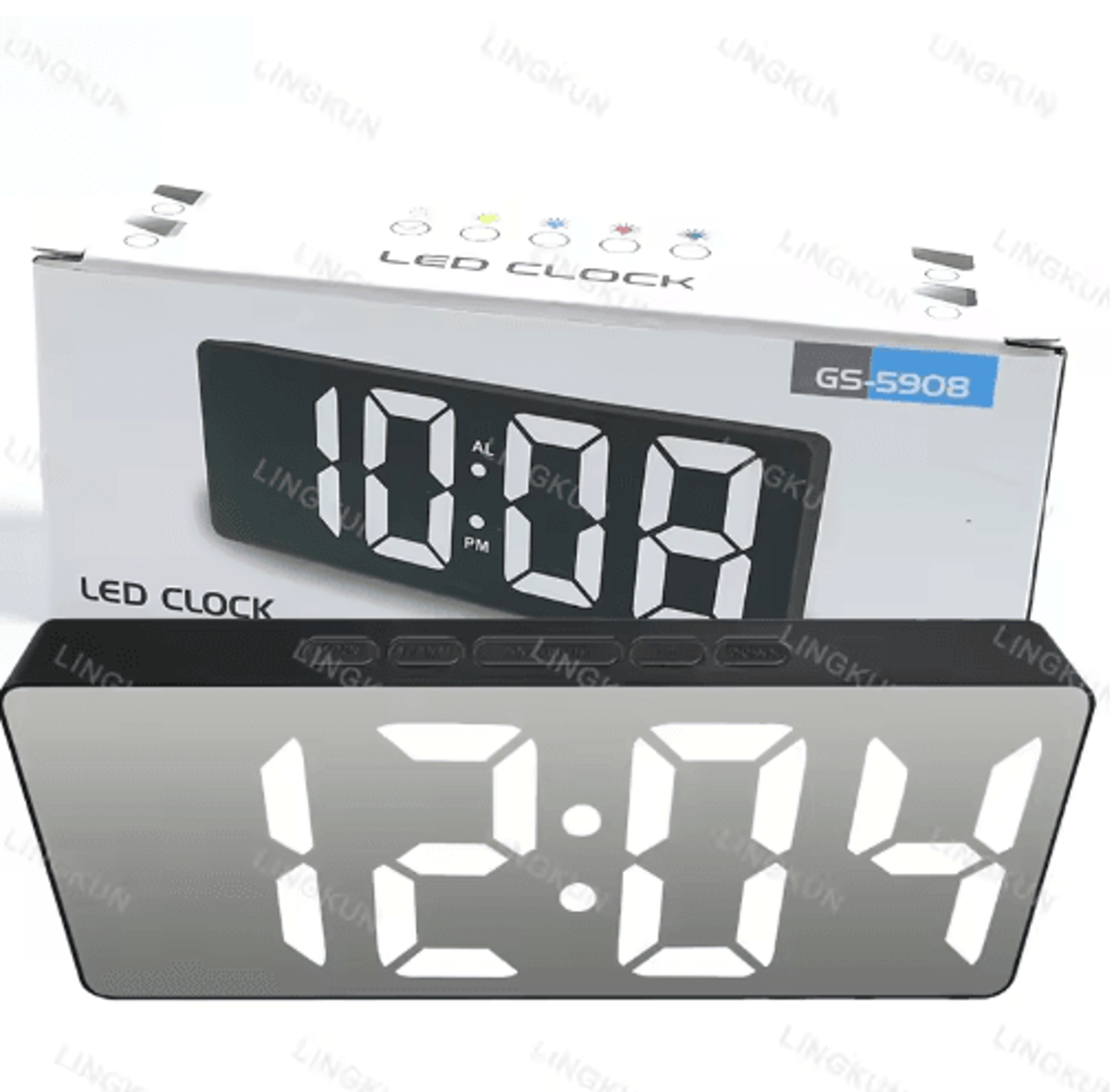 LED Mirror Alarm Clock  Noiseless Large Display Digital Clock 3