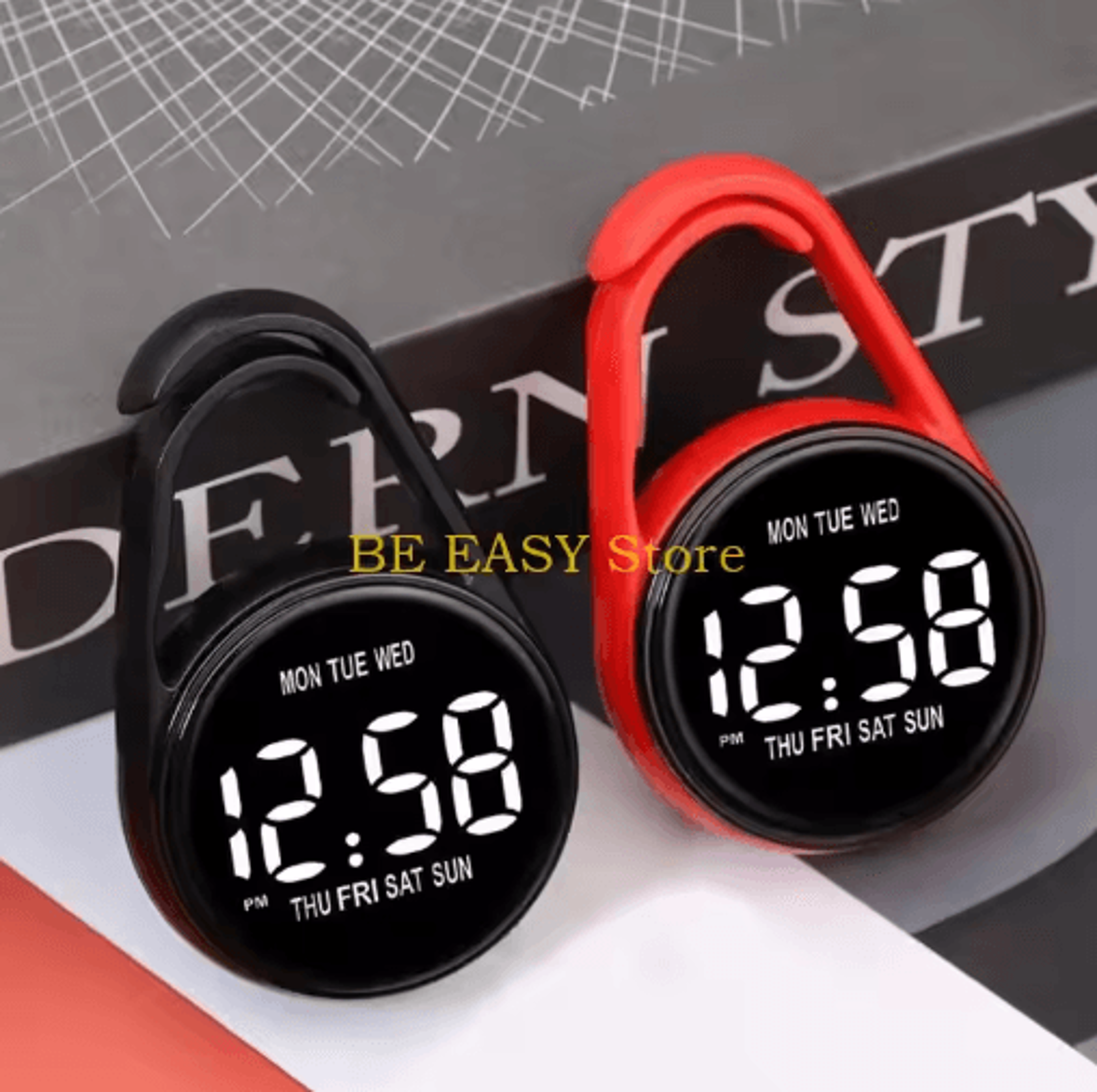 e28f waterproof led study clock – touch control electronic hanging clock