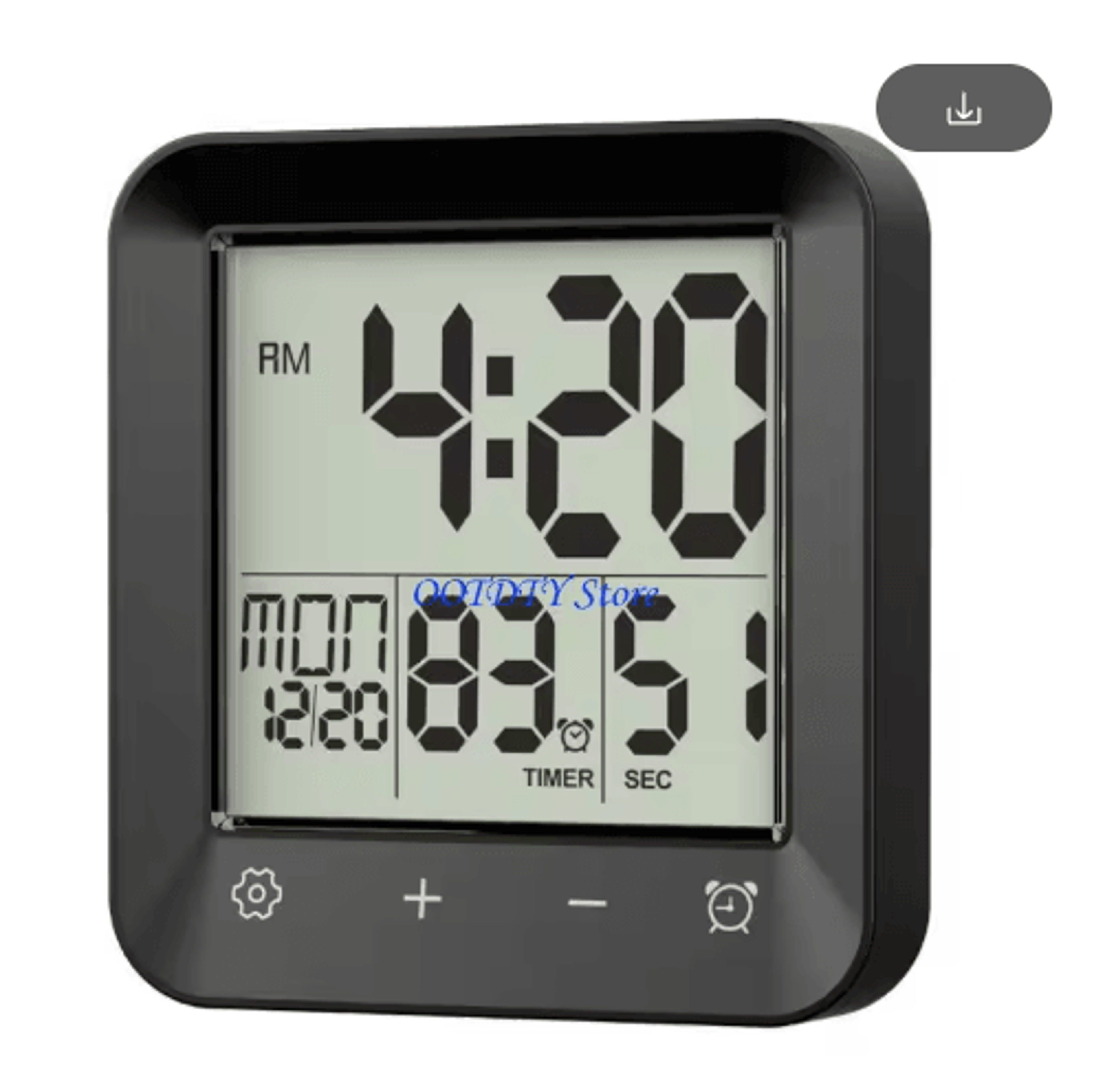 367A WaterResistant Bathroom Clock  LCD Suction Cup Clock With Temperature  Calendar 1