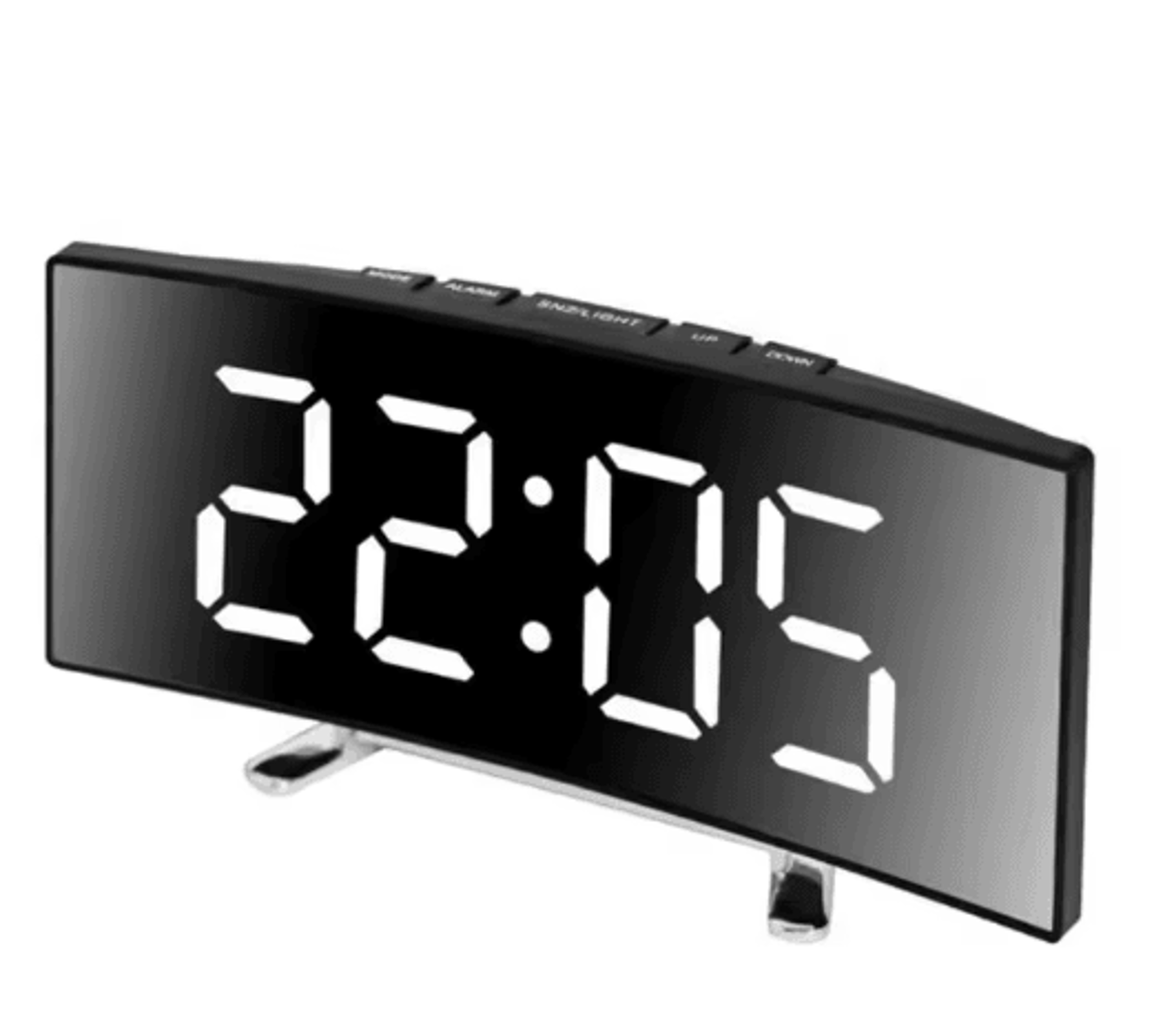 Curved LED Mirror Alarm Clock  Silent Digital Desktop Clock 3