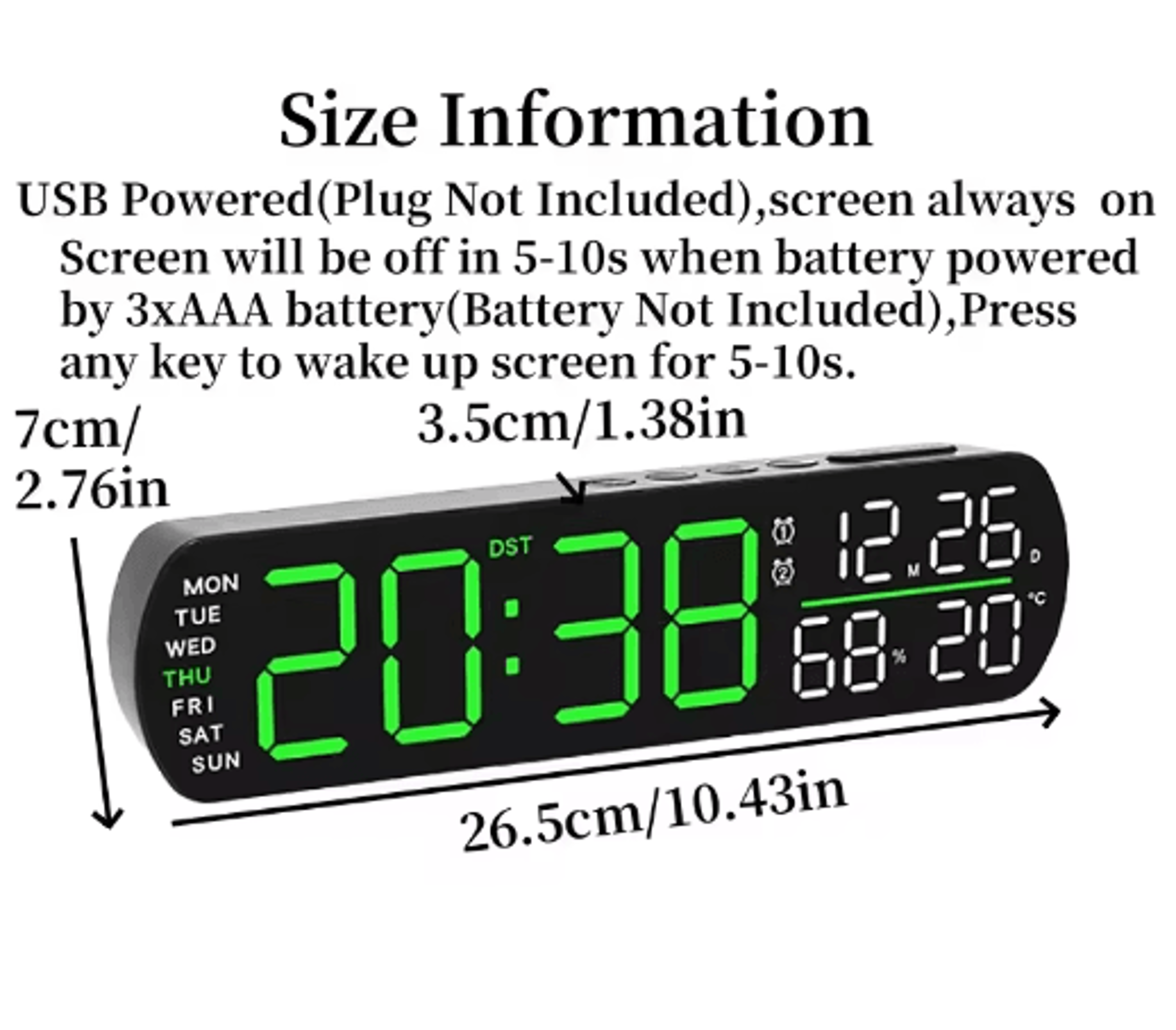 Multifunctional LED Alarm Clock  Temperature Humidity Dual Alarm  Countdown 15