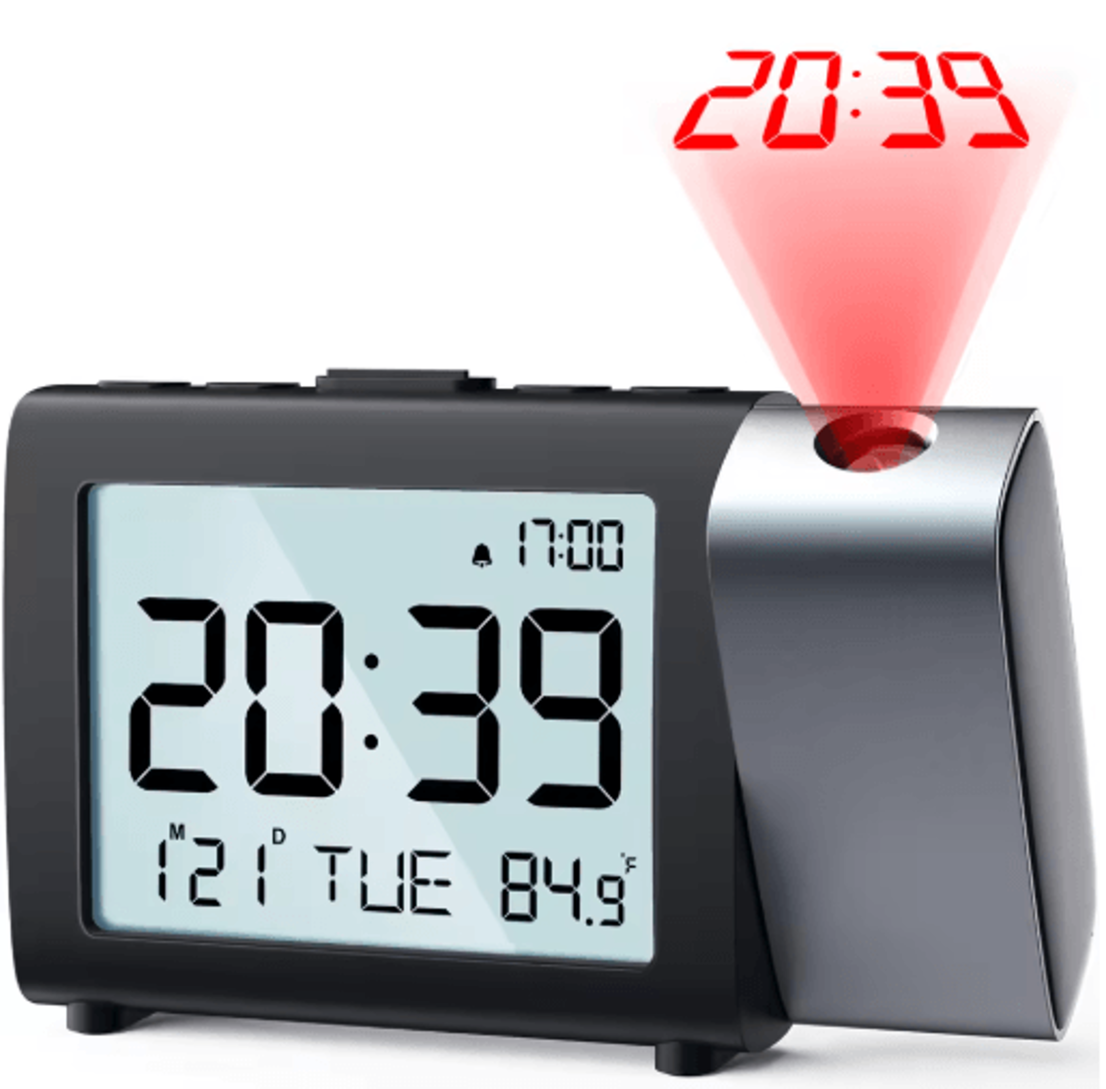 180 Projection Alarm Clock  Dimmable LCD Bedside Clock With Memory 3