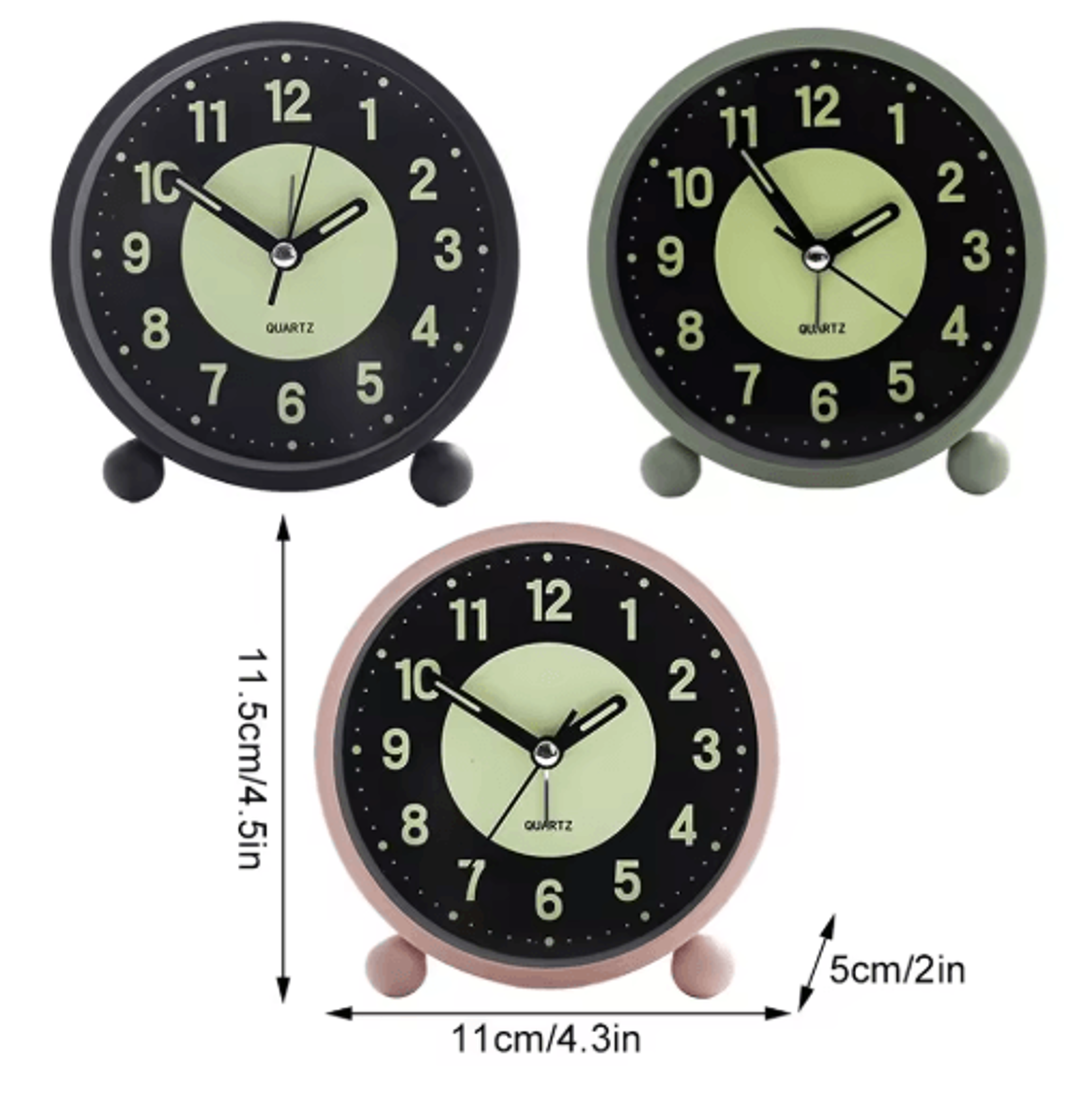 GlowintheDark Silent Alarm Clock  NonTicking BatteryOperated Bedside Clock 4
