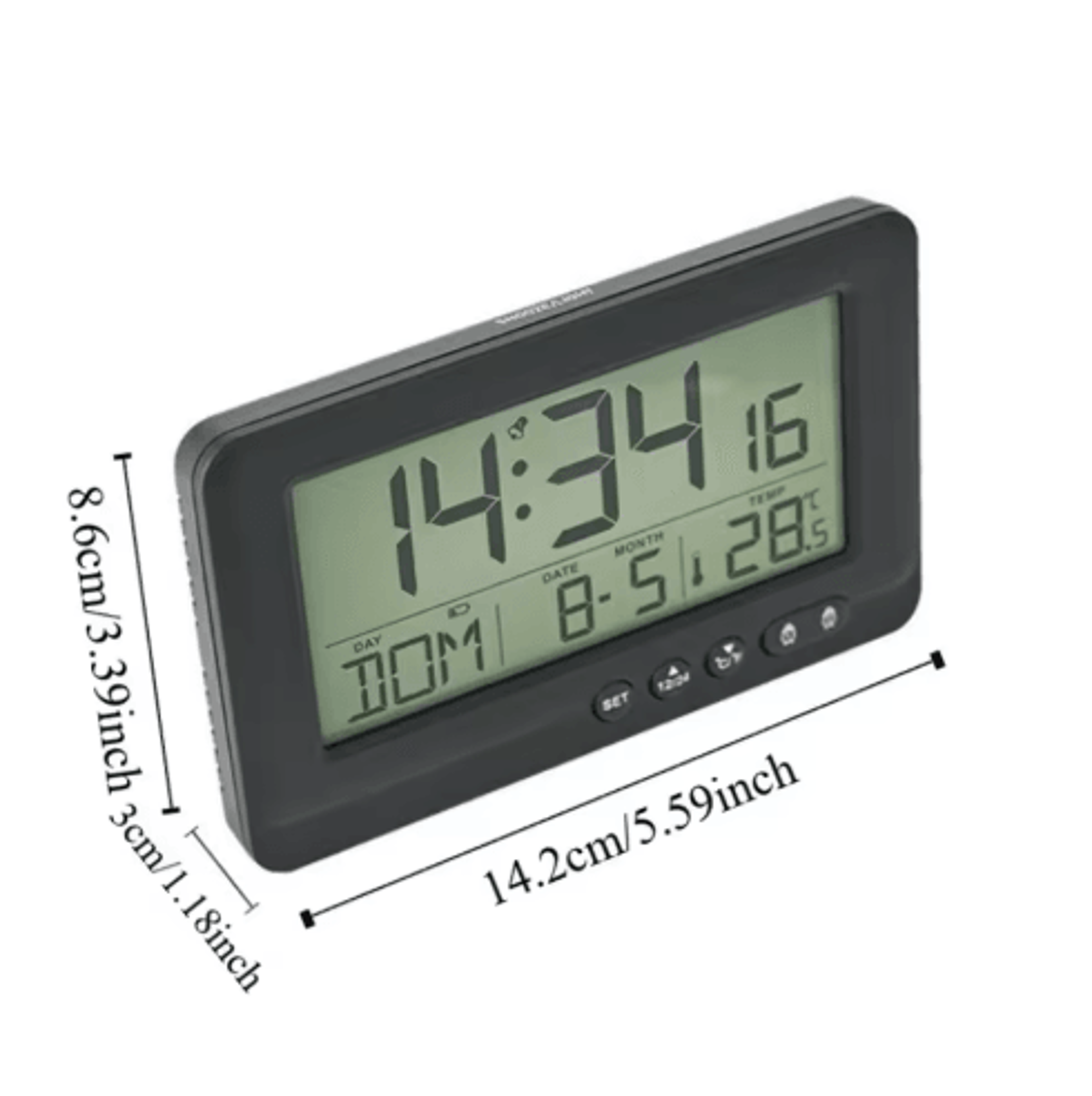LCD Digital Alarm Clock  Time Date Week  Temperature Display 5