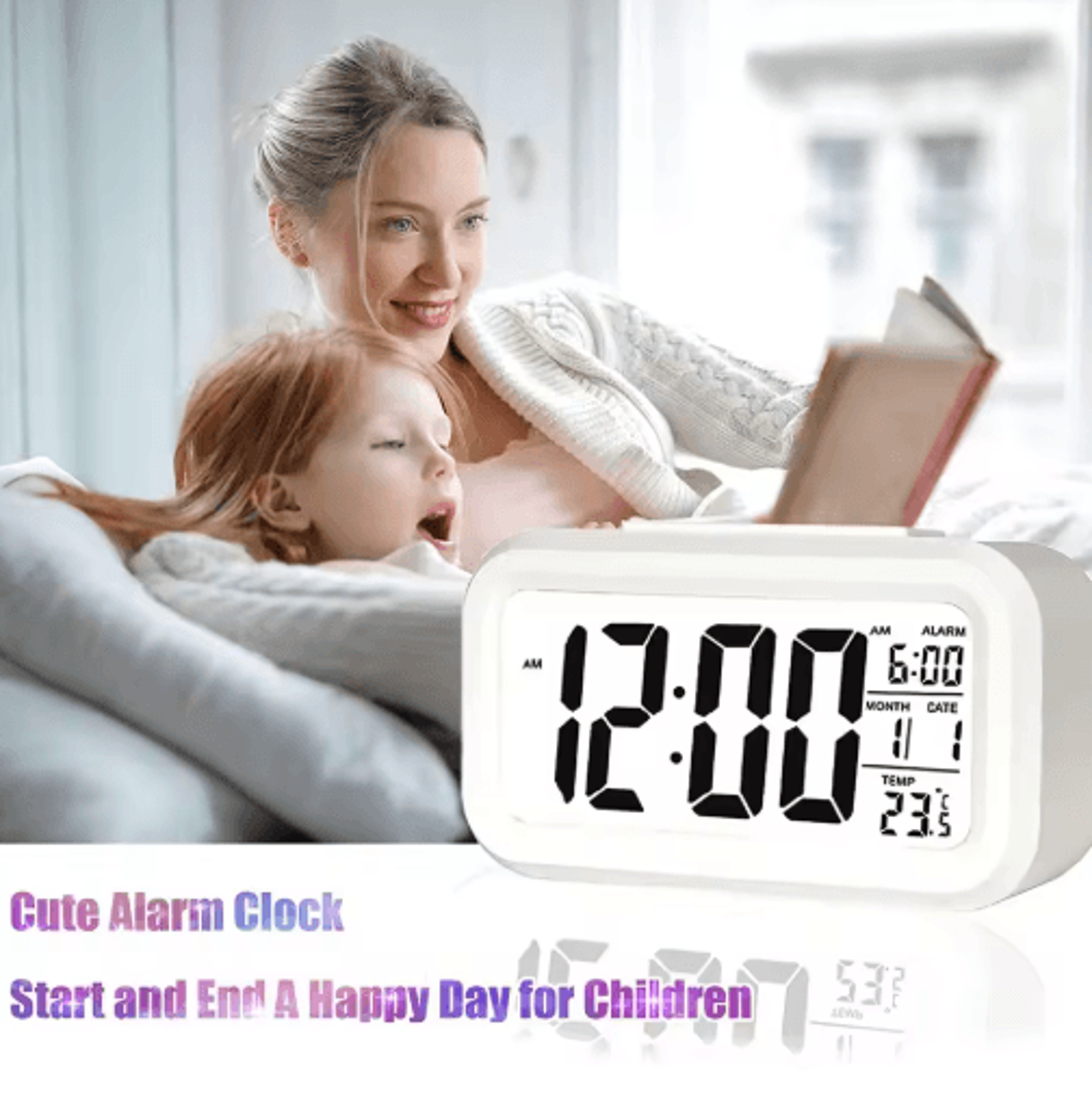 Mini LED Digital Alarm Clock  3 Alarms Calendar  Temperature Display 5