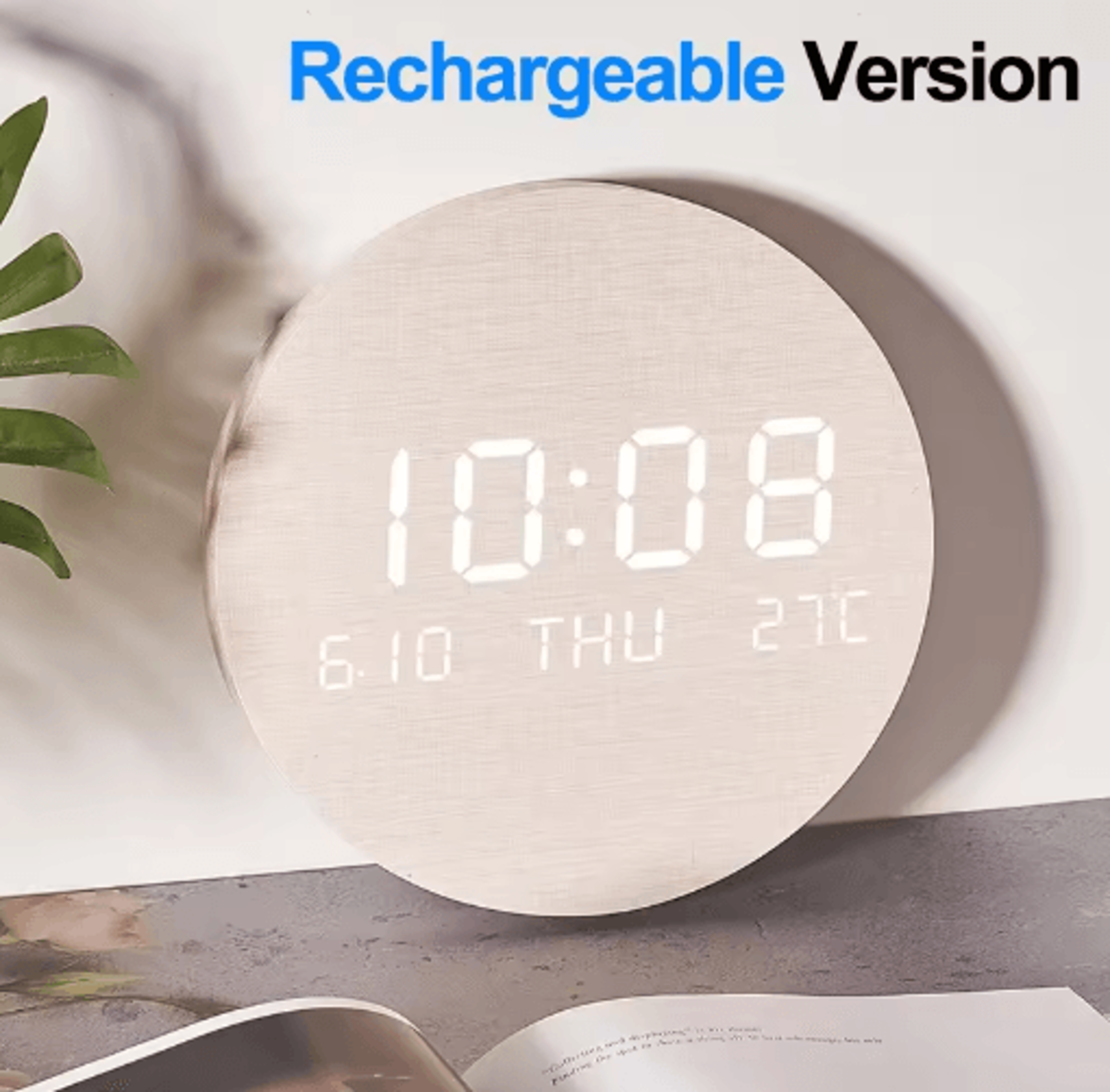 LED Digital Wall Clock  Silent Time Date  Temperature Display 2