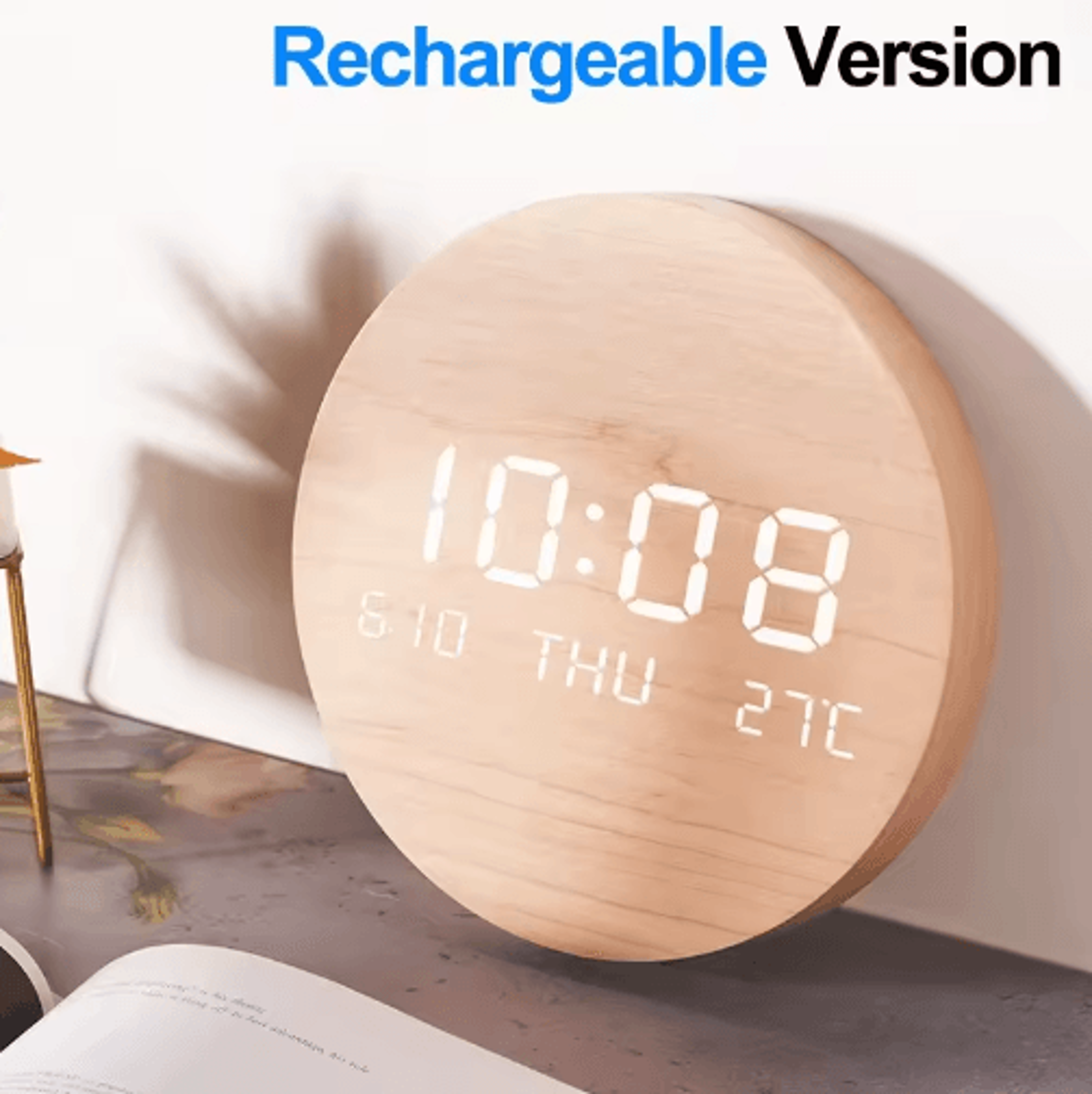 LED Digital Wall Clock  Silent Time Date  Temperature Display 1