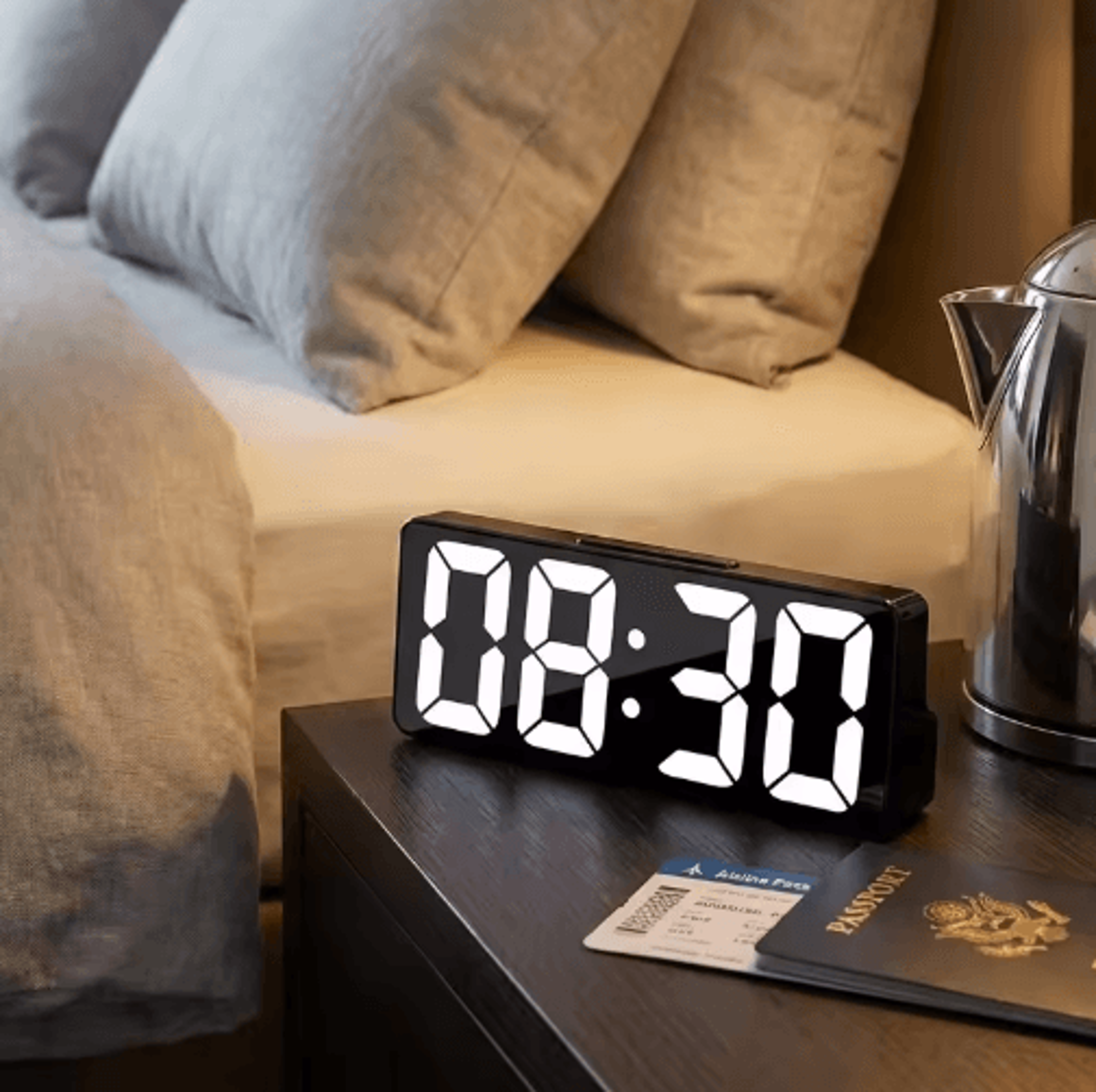 LED Digital Alarm Clock  Temperature Display  Adjustable Brightness 3
