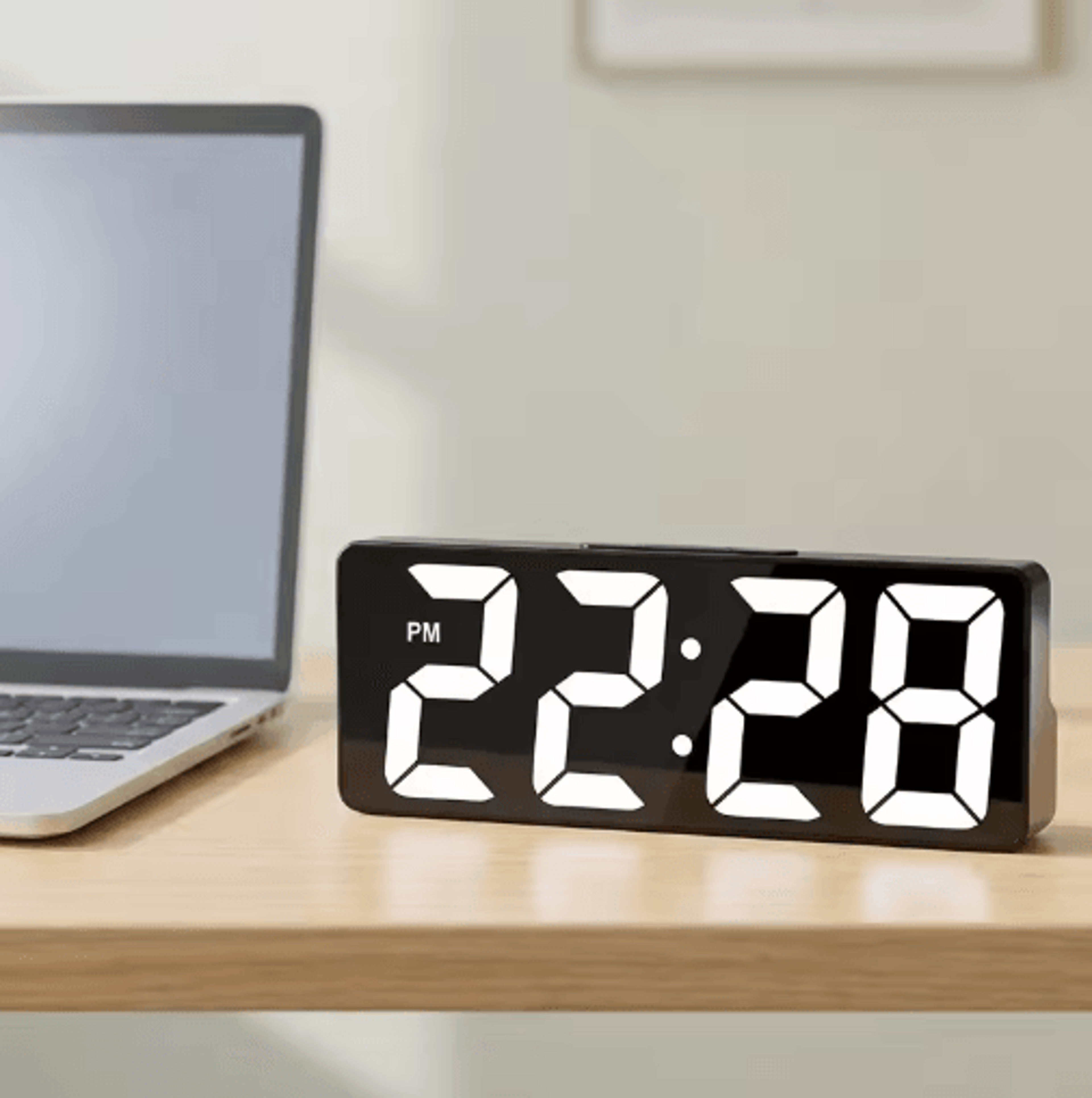 LED Digital Alarm Clock  Temperature Display  Adjustable Brightness 4