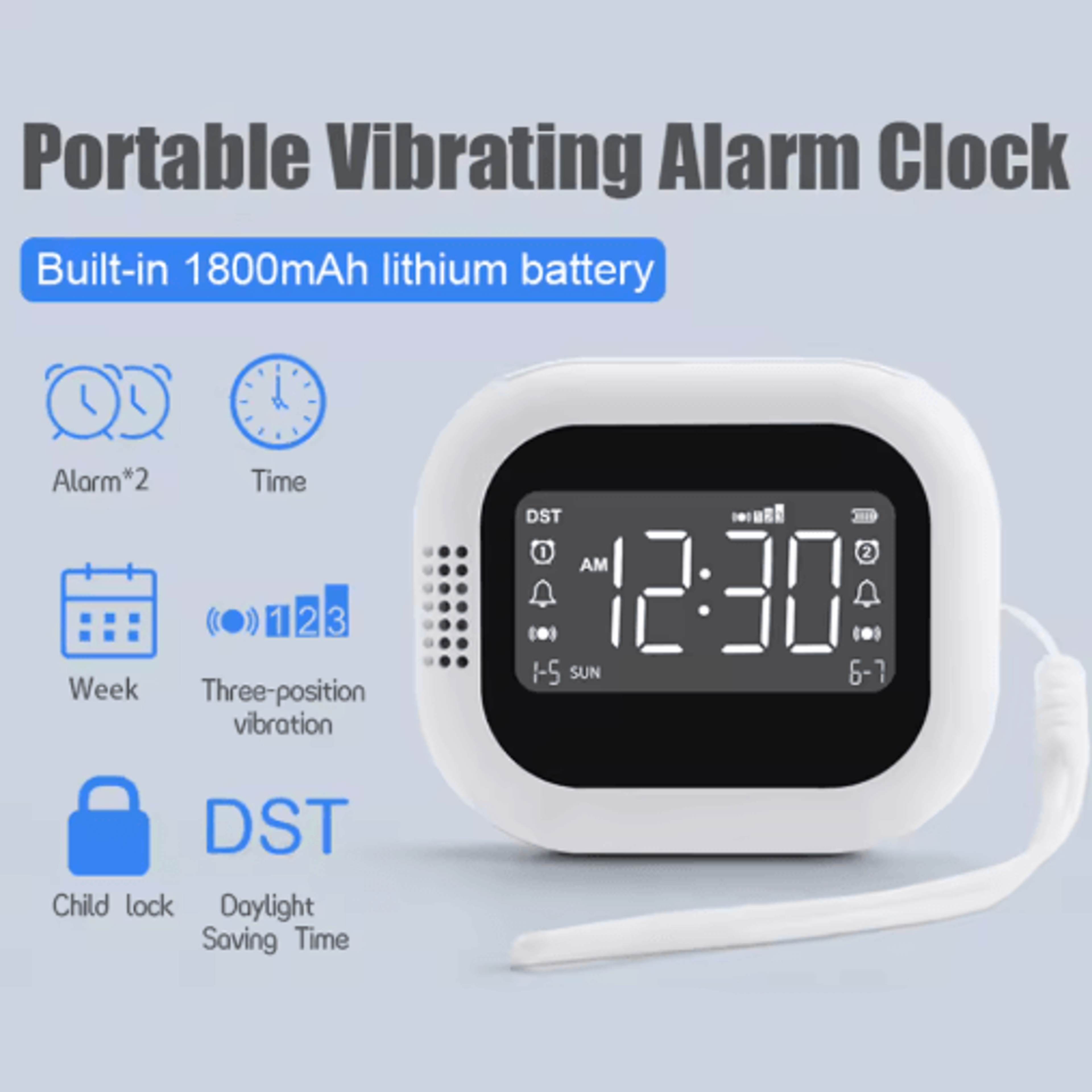 Vibrating Alarm Clock With Bed Shaker  WakeUp Clock For Heavy Sleepers 5