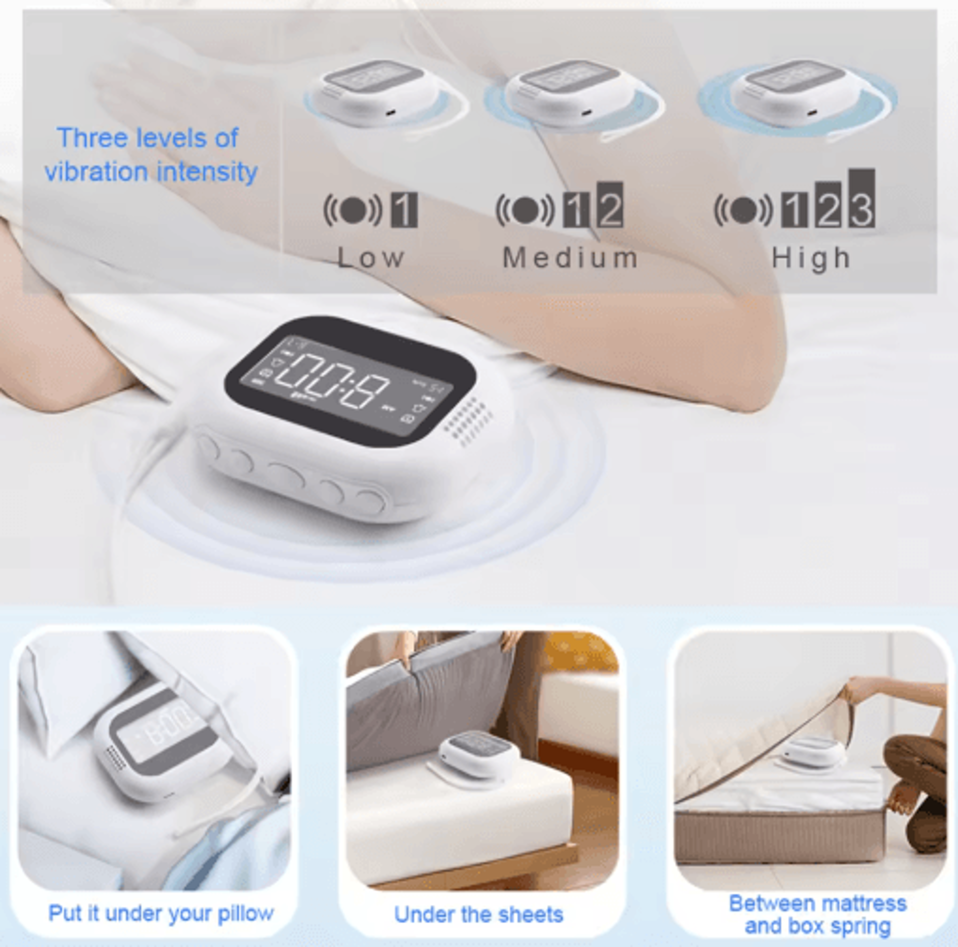 Vibrating Alarm Clock With Bed Shaker  WakeUp Clock For Heavy Sleepers 0