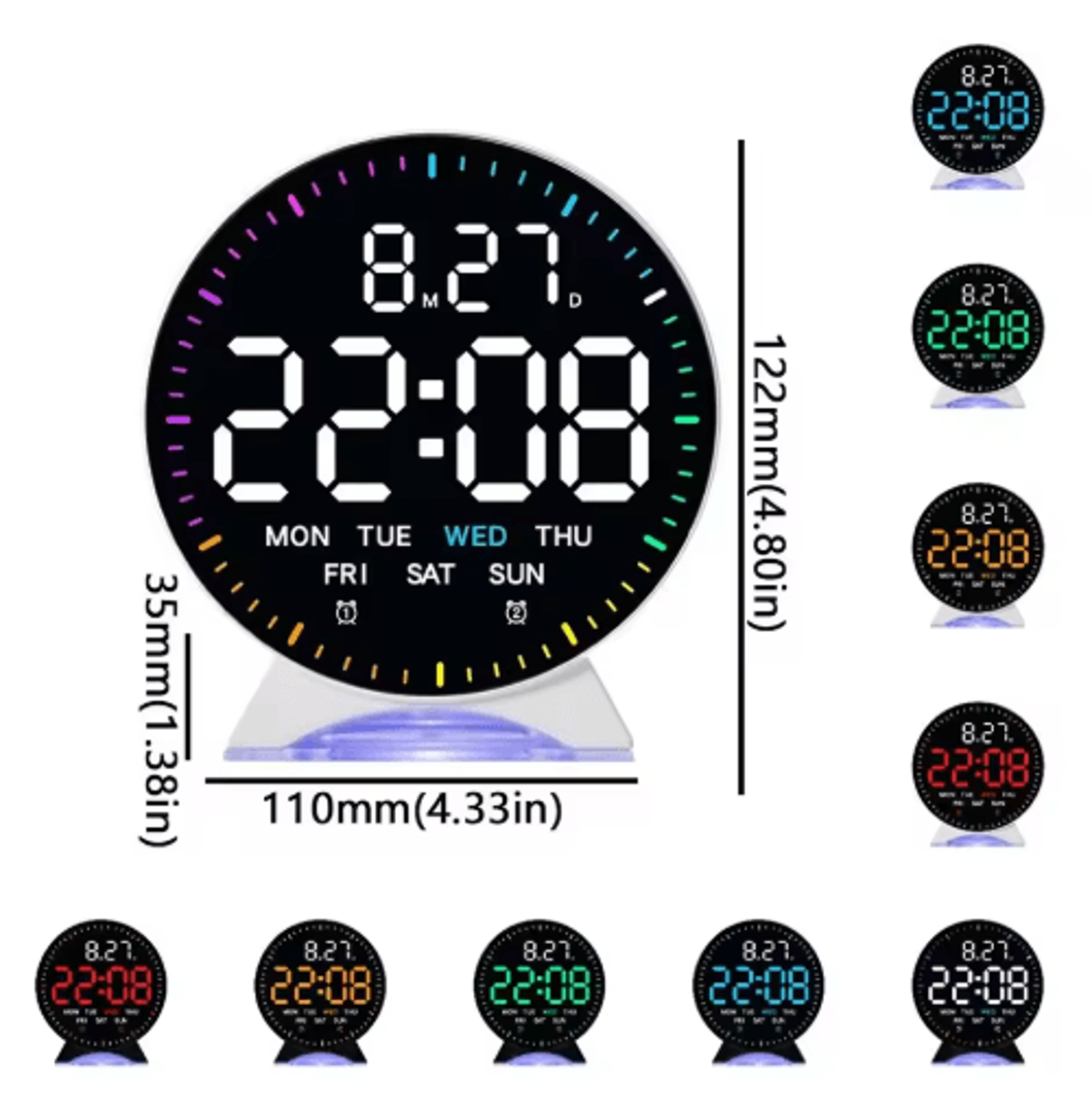 LED Digital Alarm Clock  Date Week  Adjustable Brightness Display 11