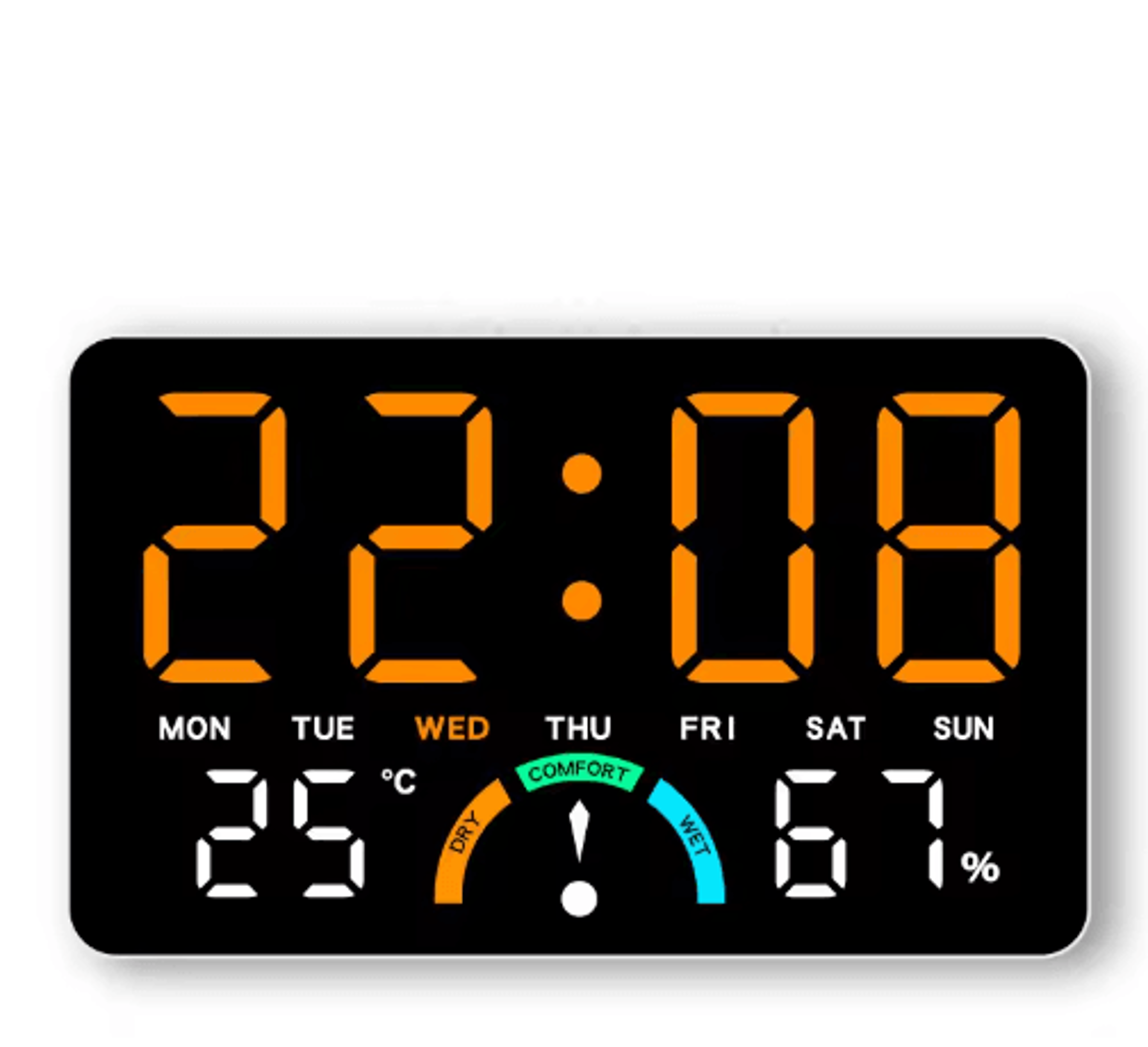 Digital LED Alarm Clock  Temperature Humidity  Comfort Level Display 1