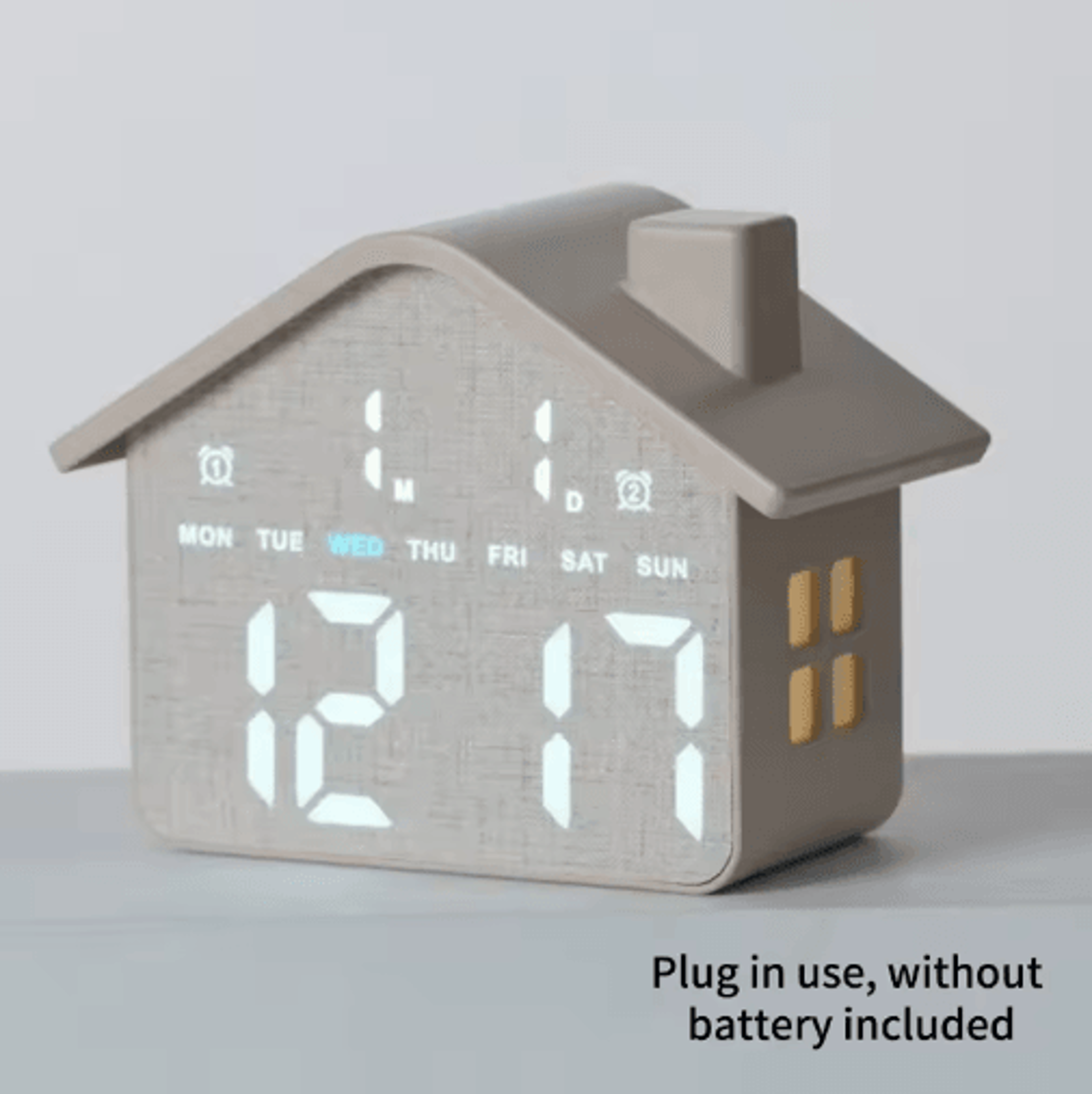LED HouseShaped Alarm Clock  Night Light With Date  Week Display 10