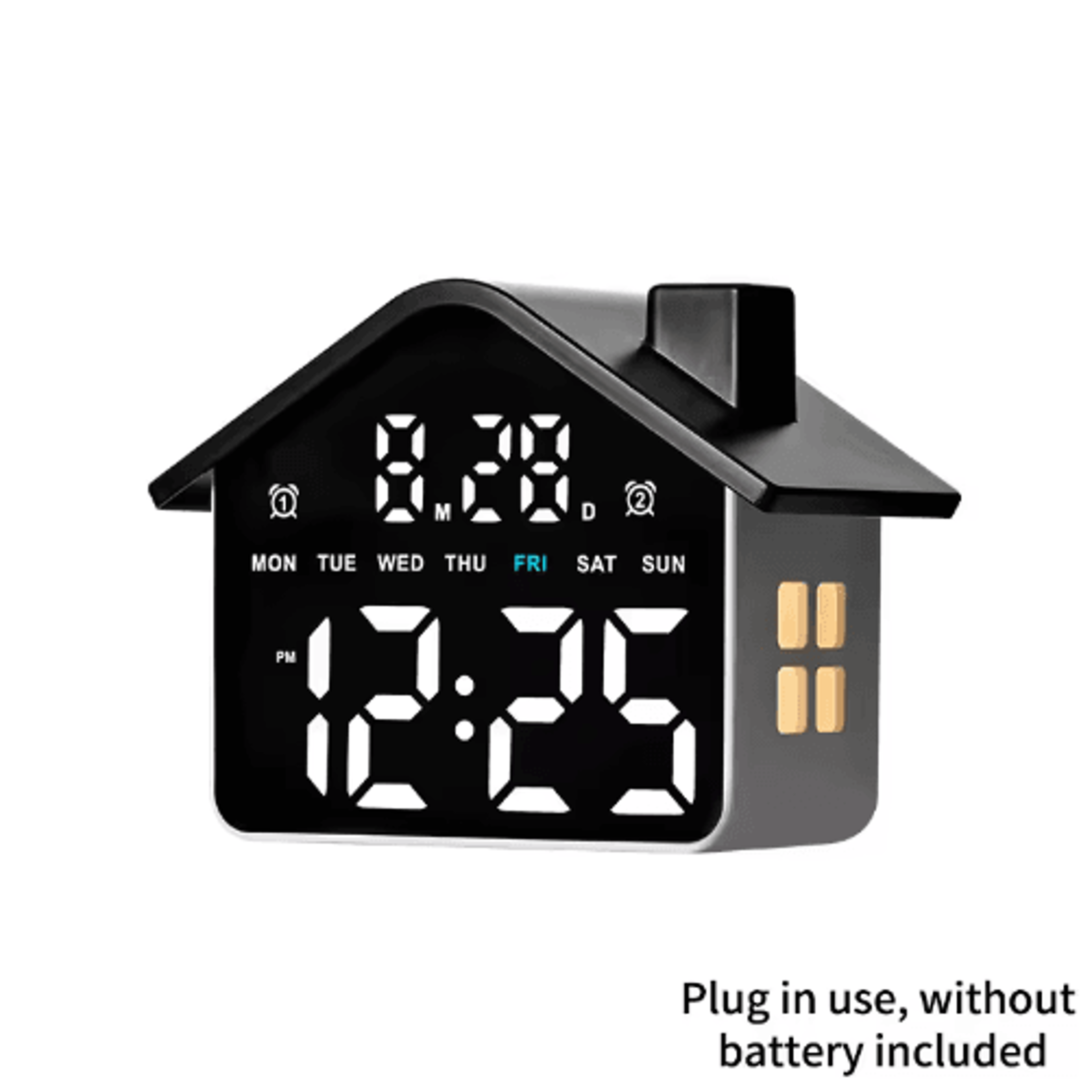 LED HouseShaped Alarm Clock  Night Light With Date  Week Display 9
