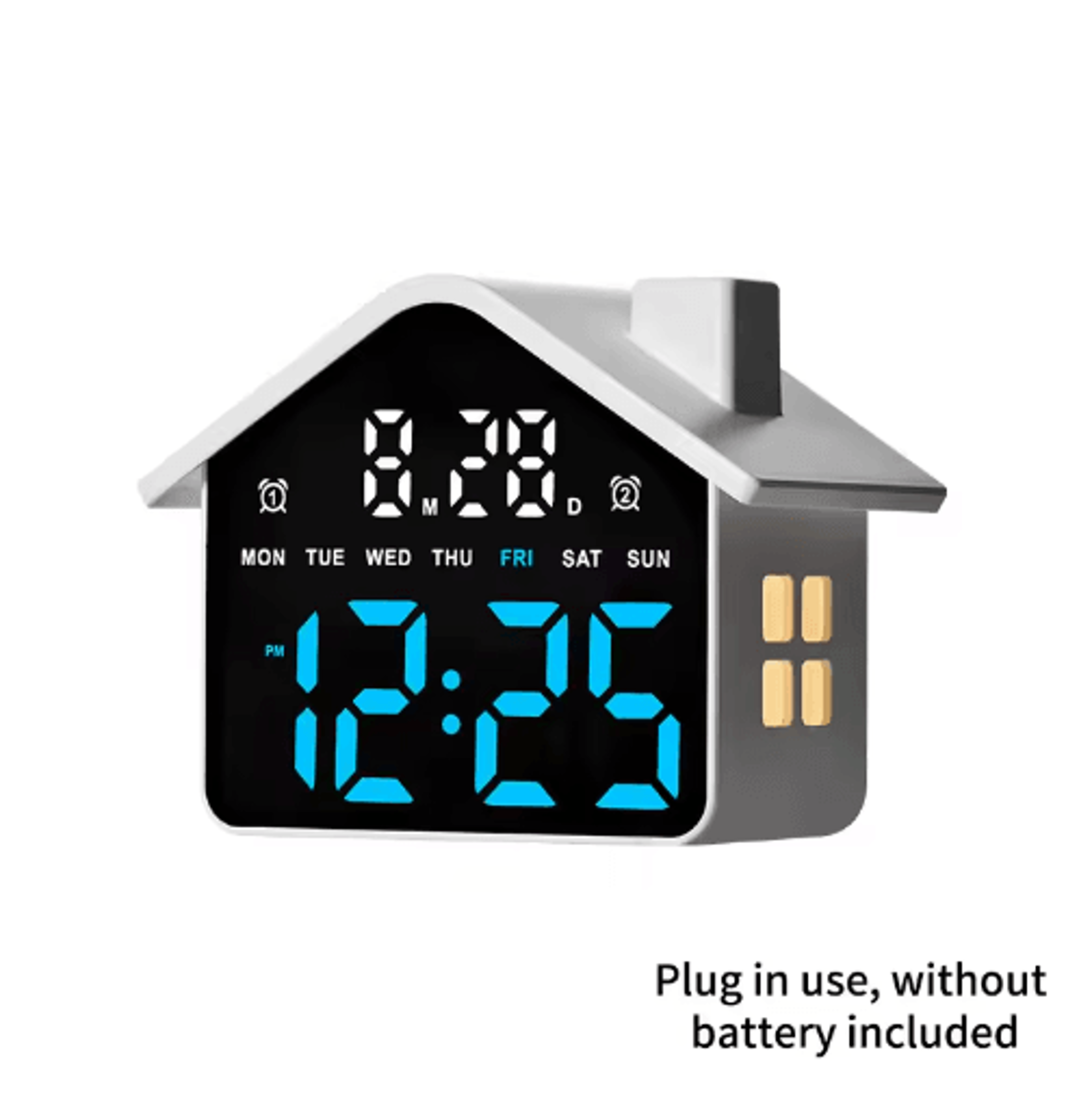 LED HouseShaped Alarm Clock  Night Light With Date  Week Display 3