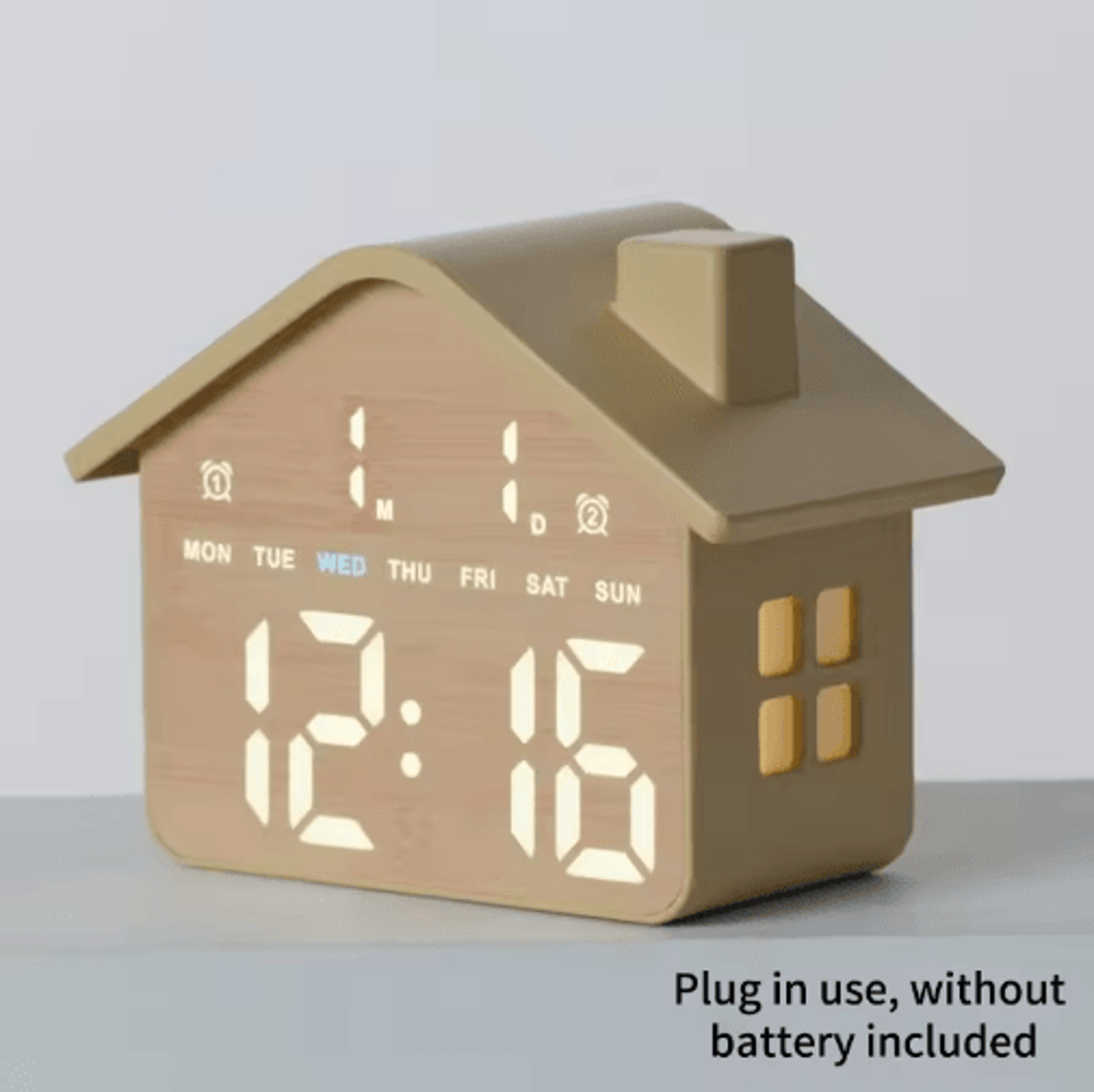LED HouseShaped Alarm Clock  Night Light With Date  Week Display 11