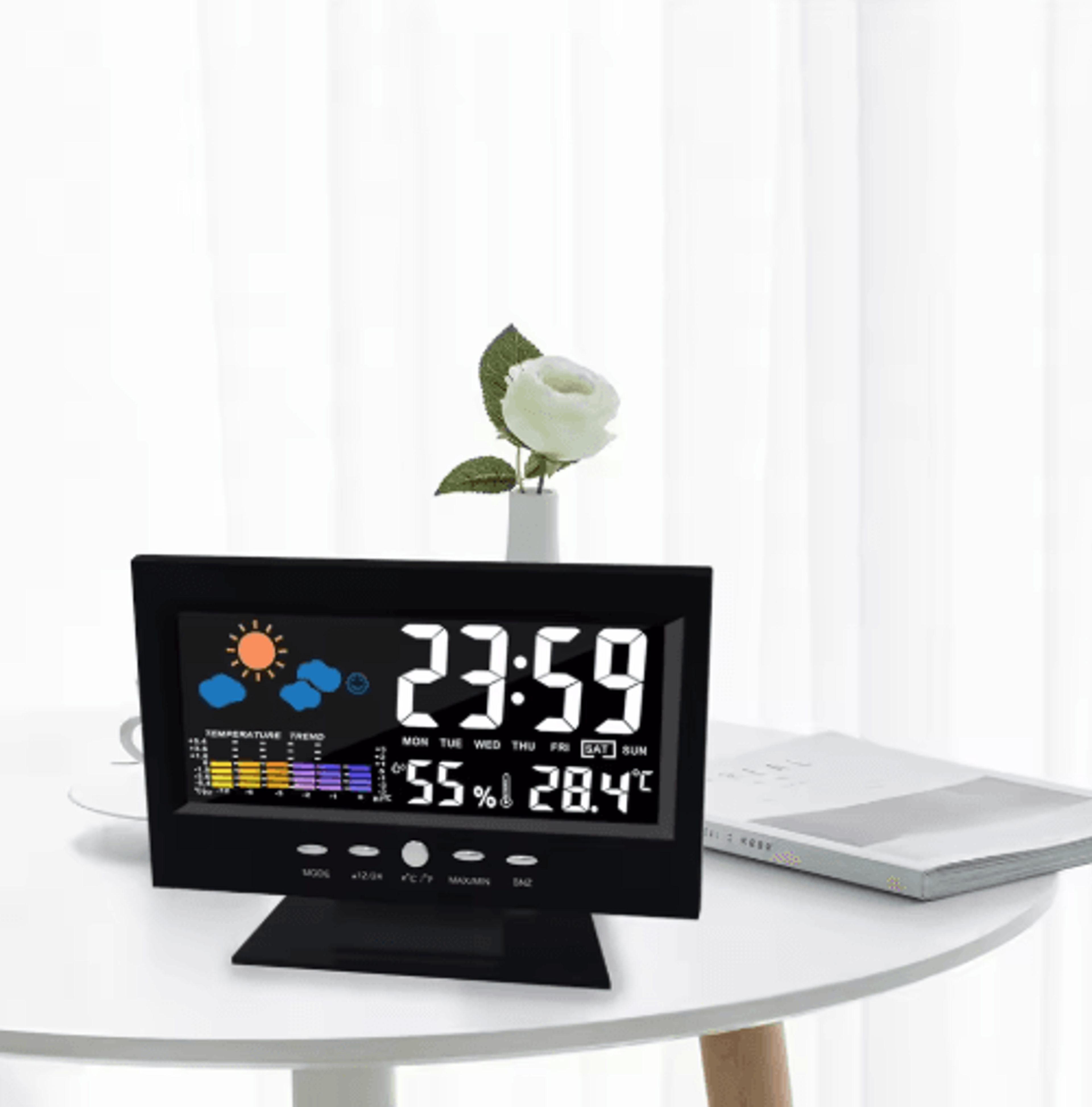 Digital Weather Station  Temperature Humidity  Trend Display Clock 6