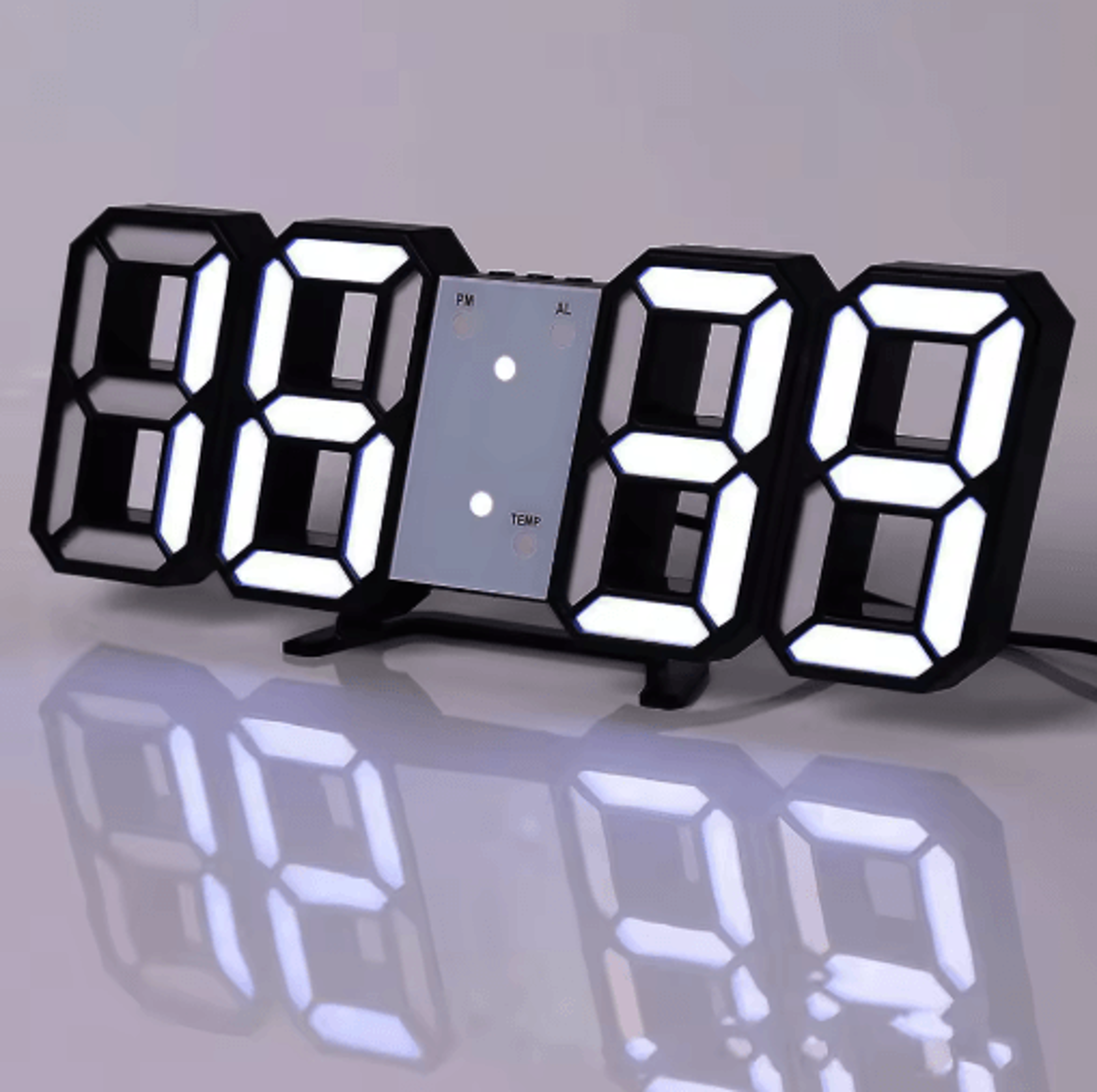 Modern 3D Digital Wall Clock  LED Night Light  Remote Control 9