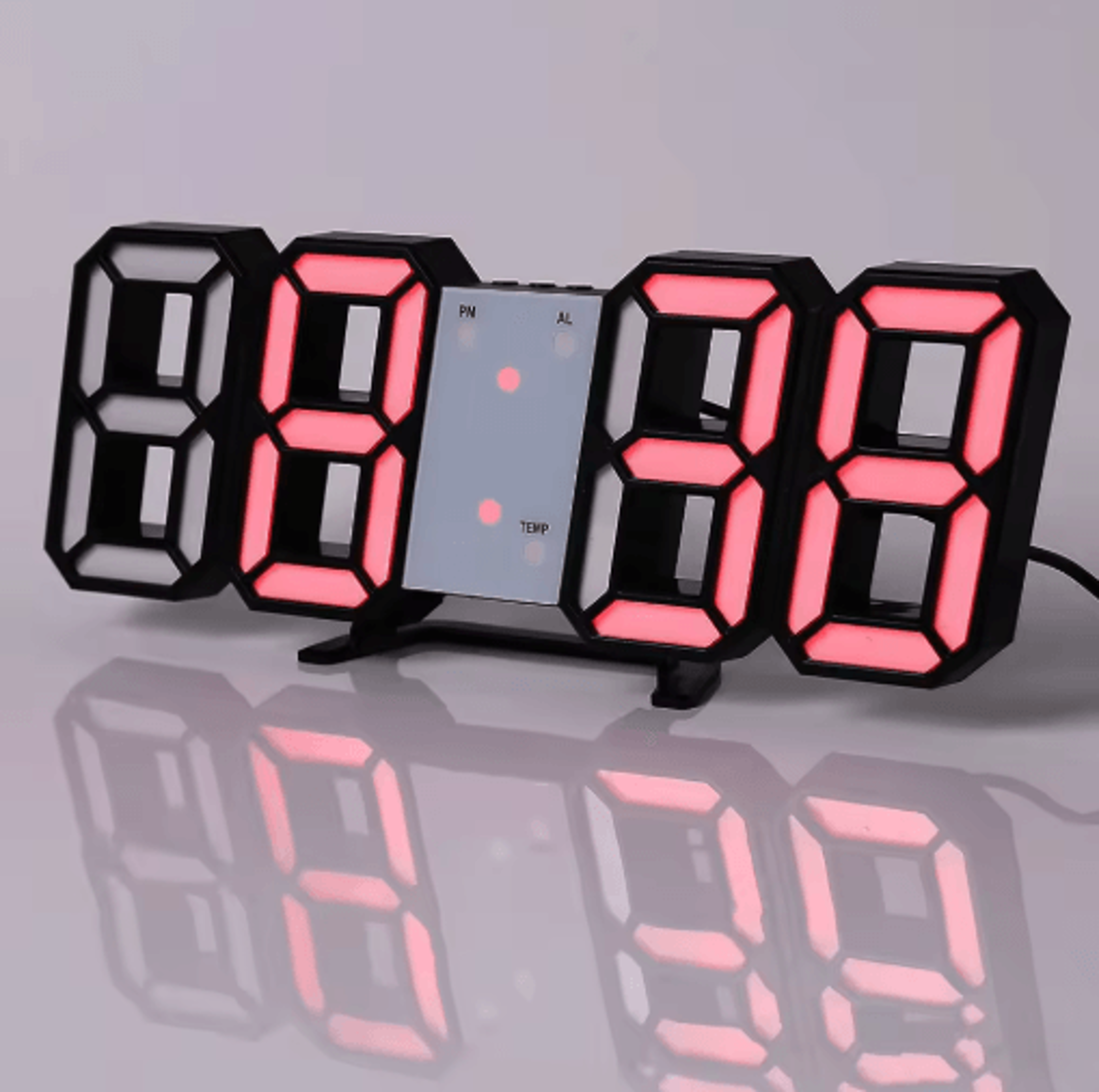 Modern 3D Digital Wall Clock  LED Night Light  Remote Control 8