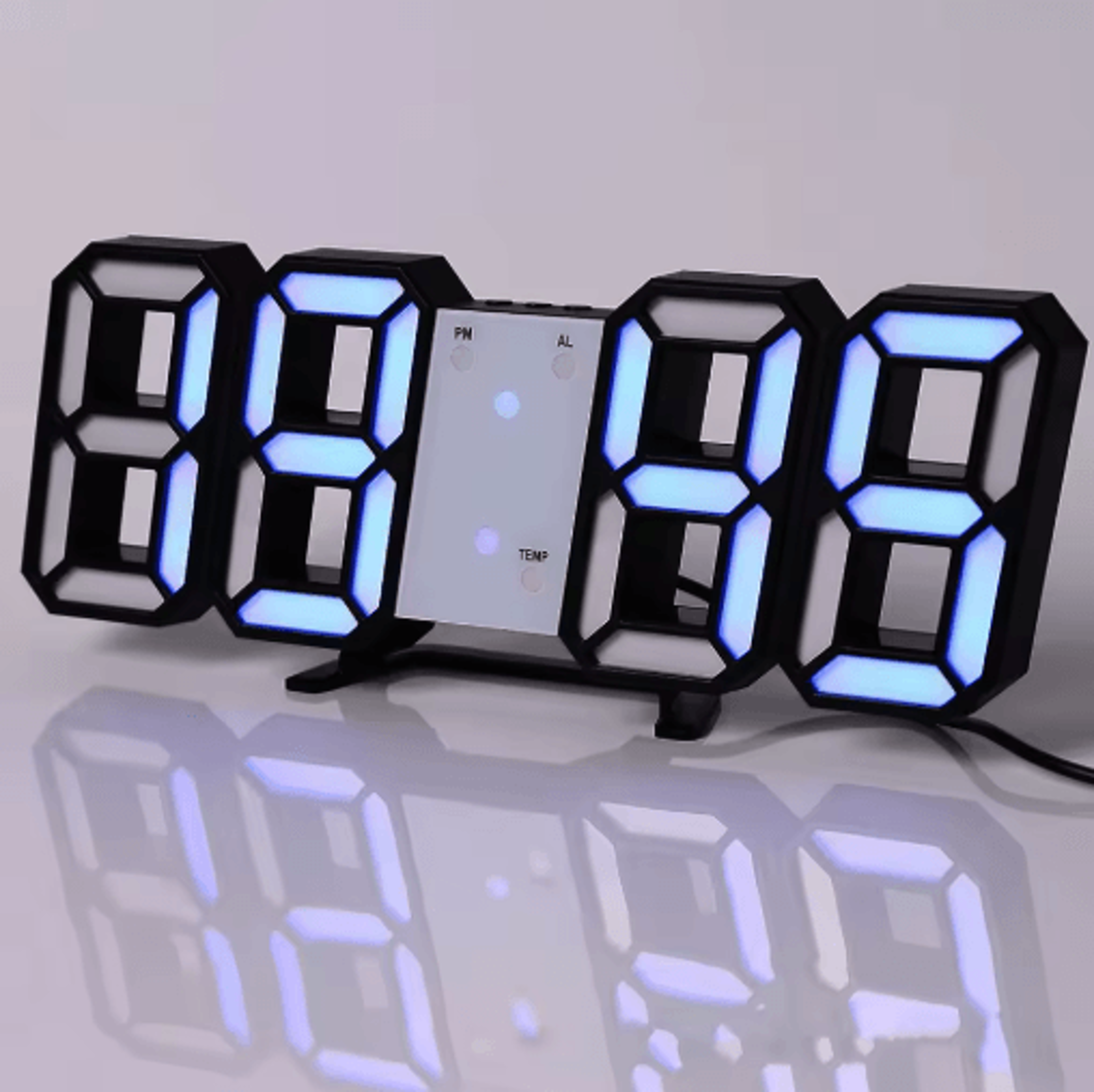 Modern 3D Digital Wall Clock  LED Night Light  Remote Control 7
