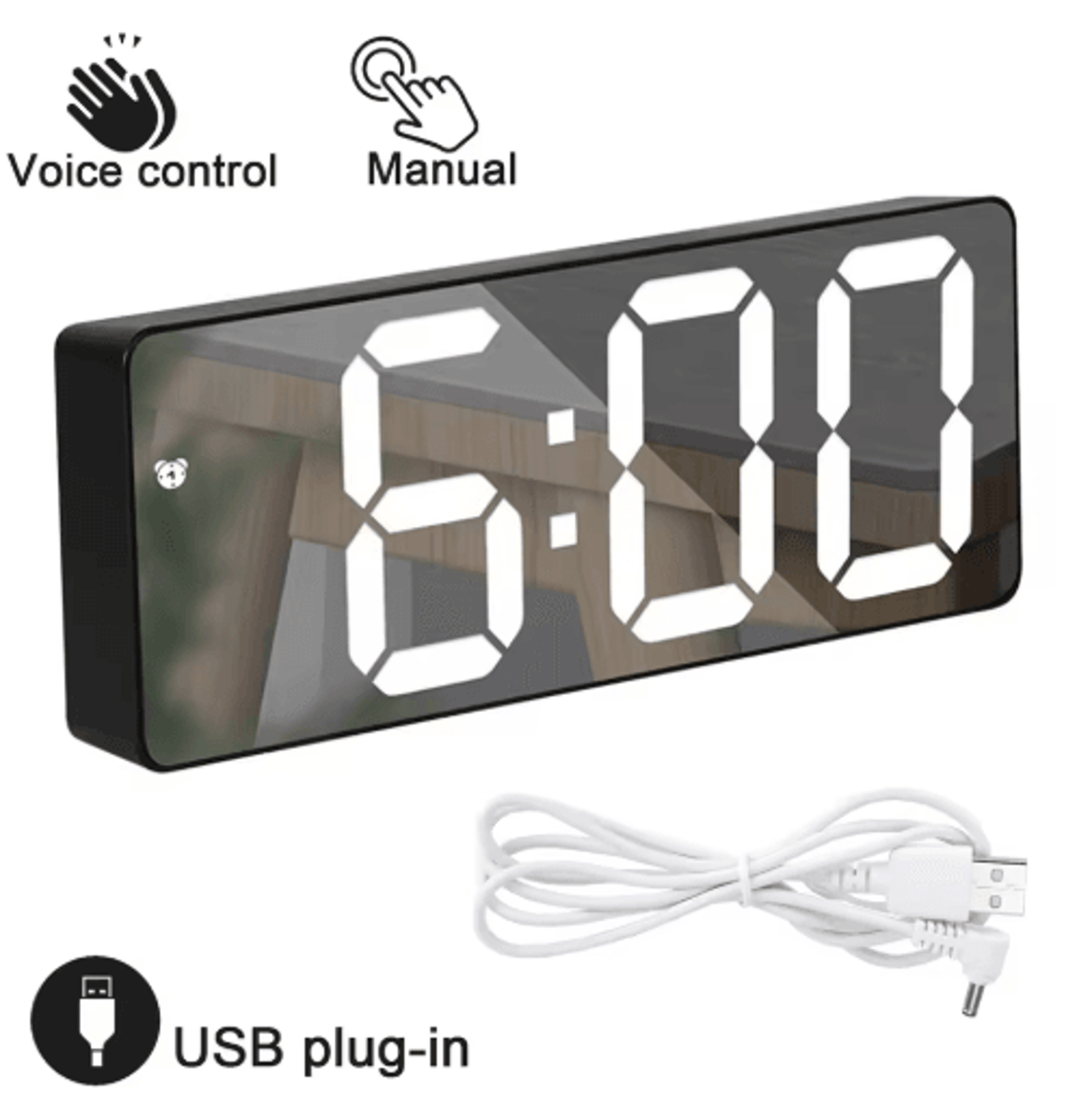 LED Digital Alarm Clock Temperature Display  Adjustable Brightness 4