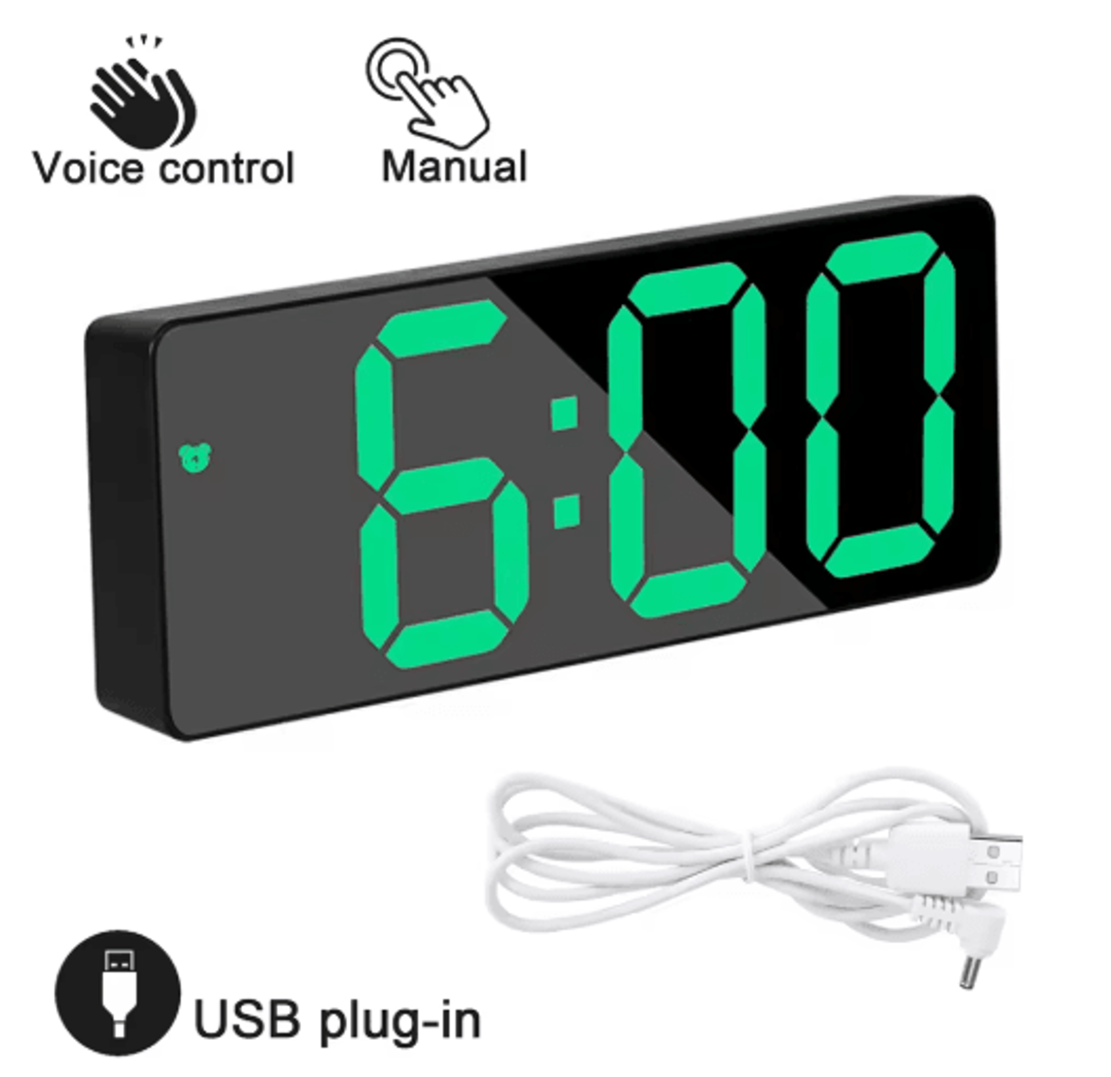 LED Digital Alarm Clock Temperature Display  Adjustable Brightness 1
