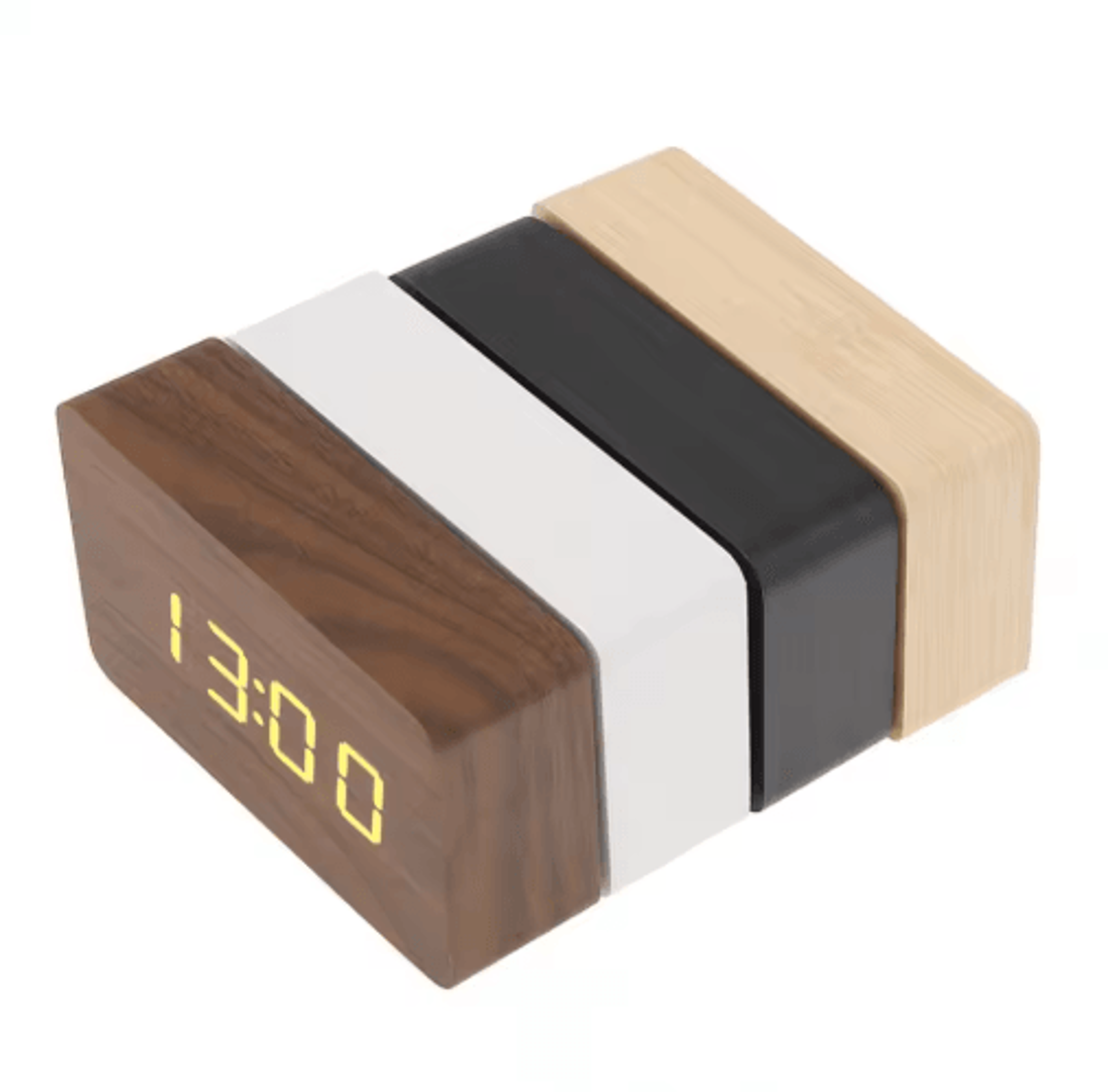 Bamboo LED Digital Alarm Clock  Voice Control Date  Temperature Display 6
