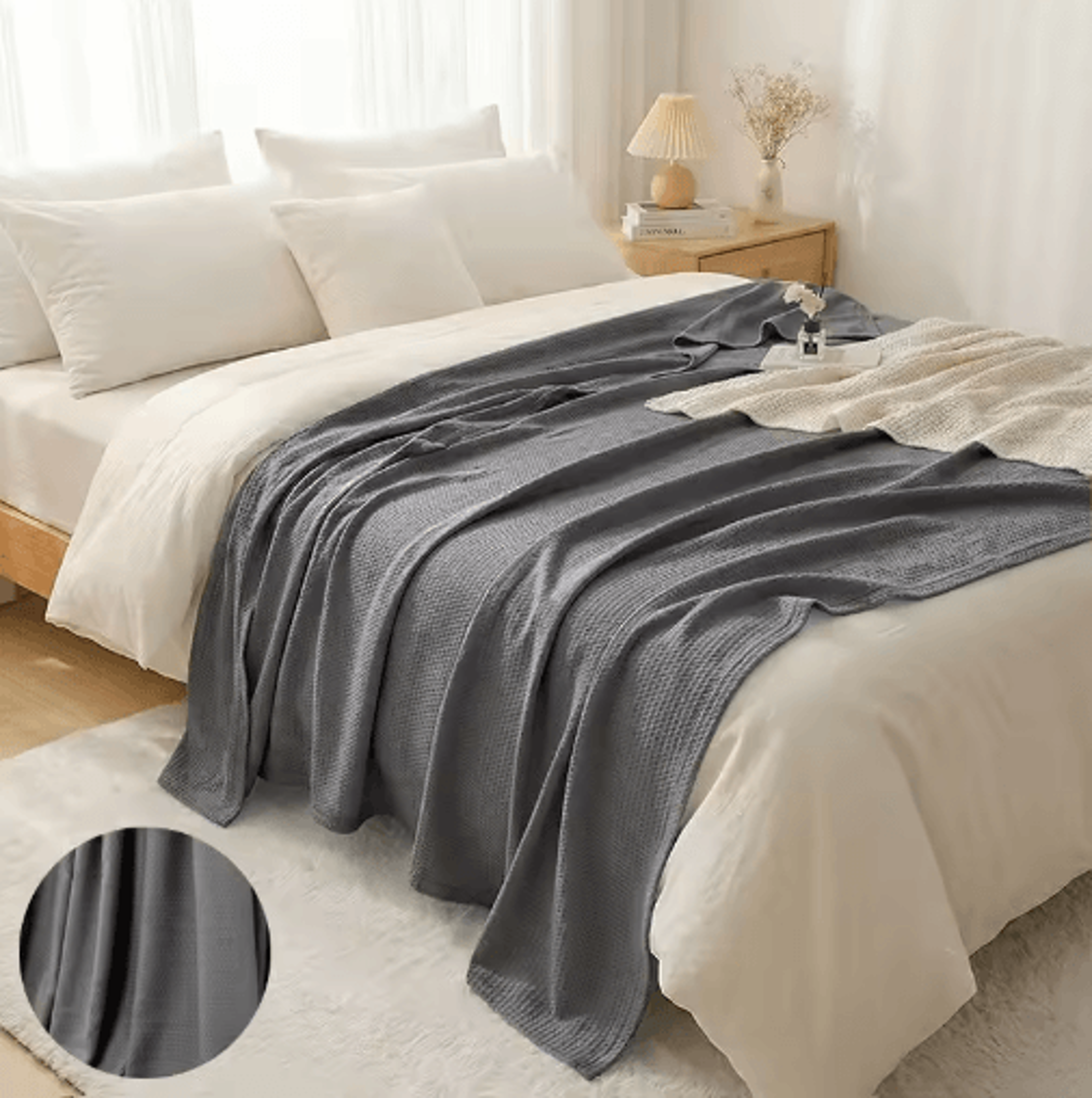 100 Bamboo Fiber Summer Blanket  Lightweight Breathable Cooling Bed  Sofa Throw 5
