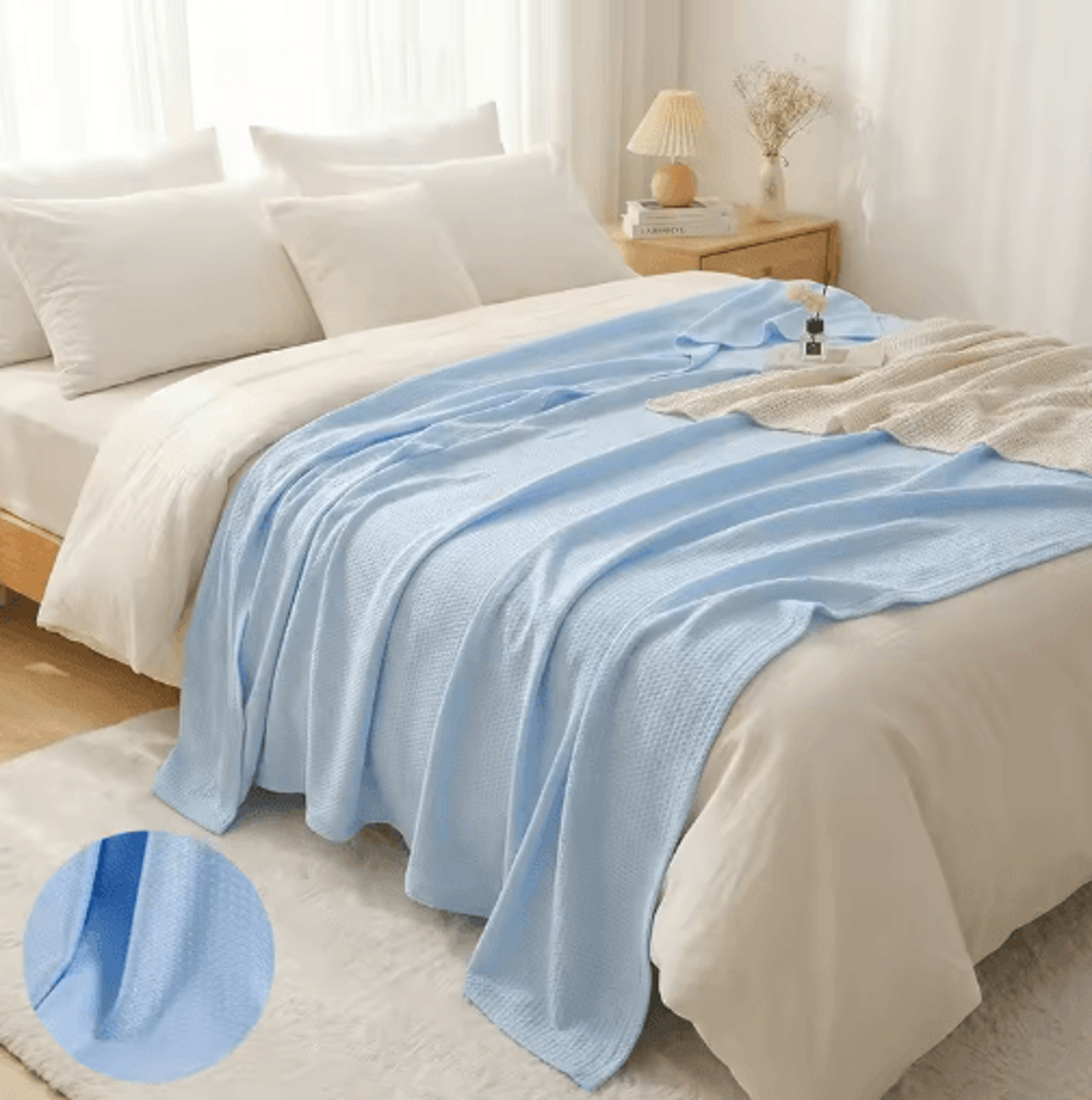 100 Bamboo Fiber Summer Blanket  Lightweight Breathable Cooling Bed  Sofa Throw 7