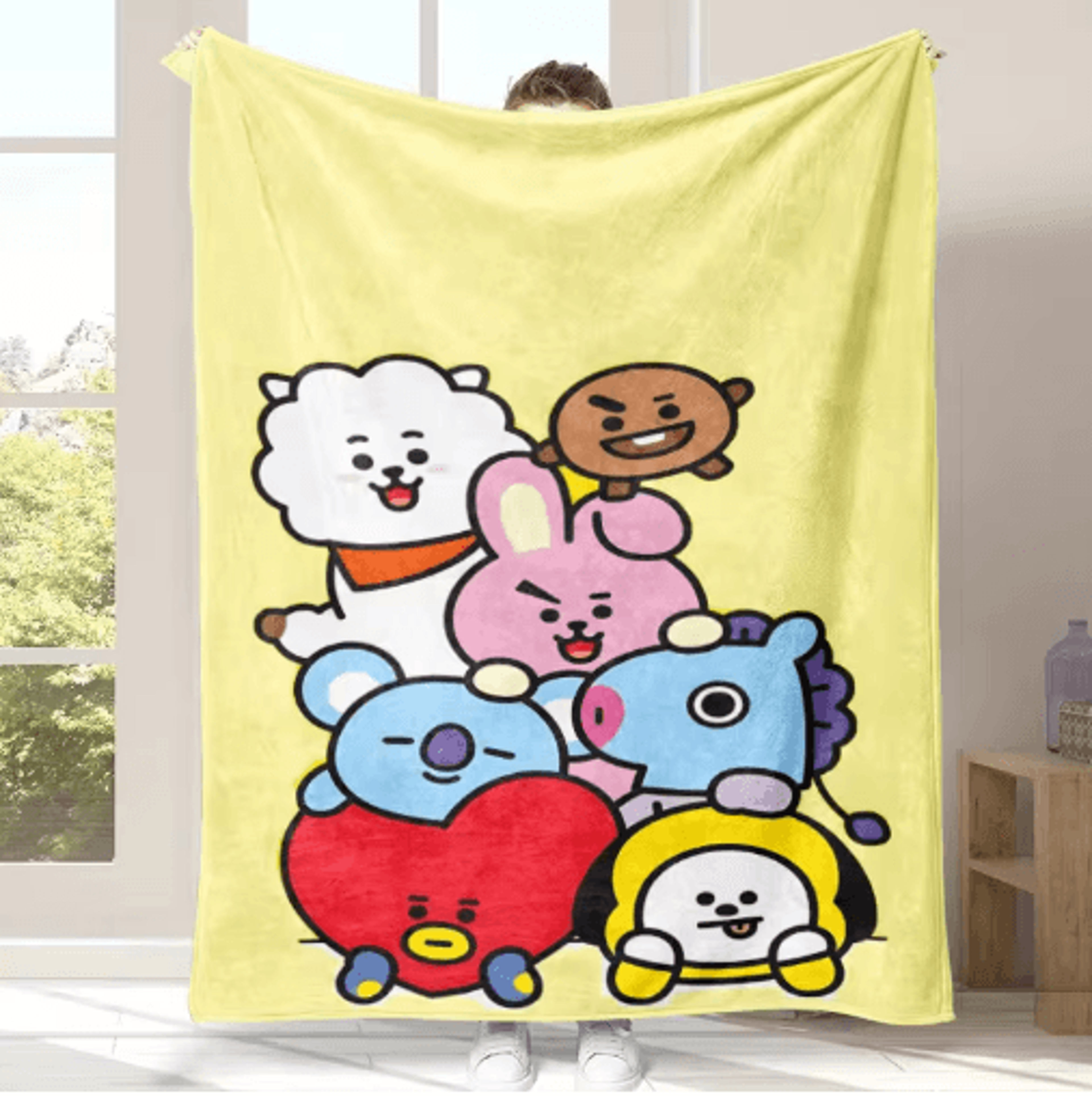 BTS Flannel Throw Blanket  OneSide Printed Soft Sofa  Bed Cover 2
