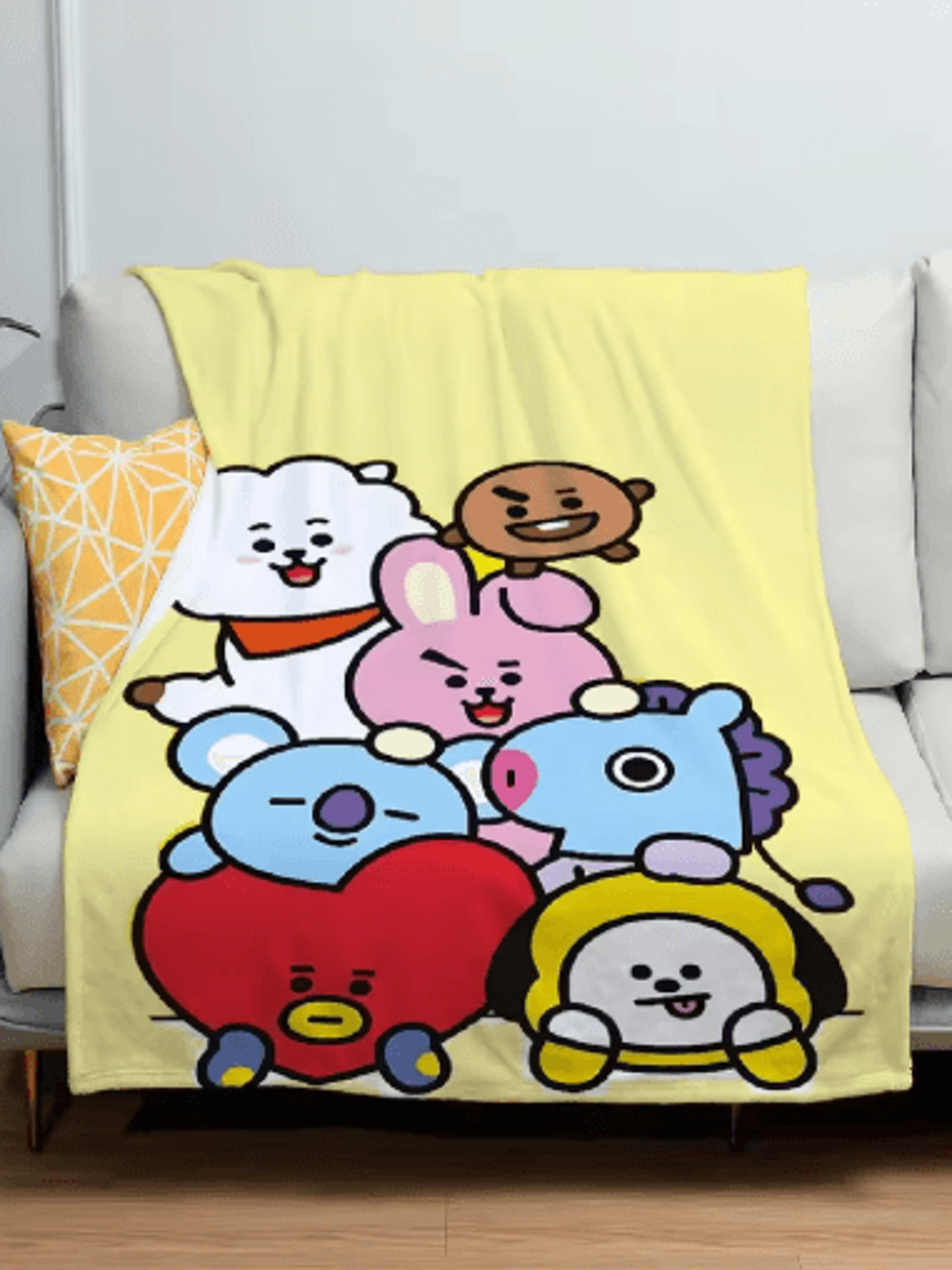 BTS Flannel Throw Blanket  OneSide Printed Soft Sofa  Bed Cover 11