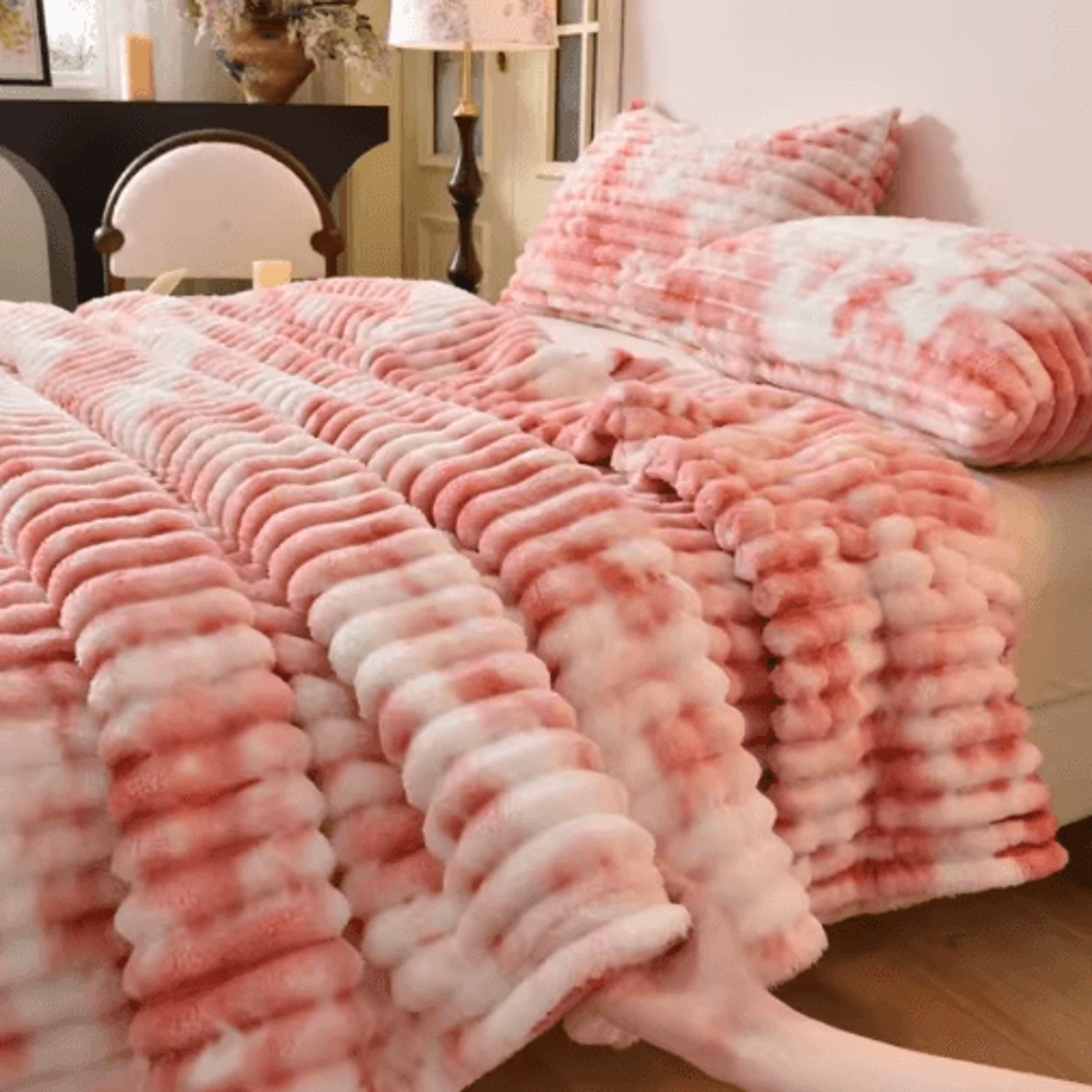 Queen Size Gradient Flannel Blanket  Soft Plush Bed  Sofa Throw 7