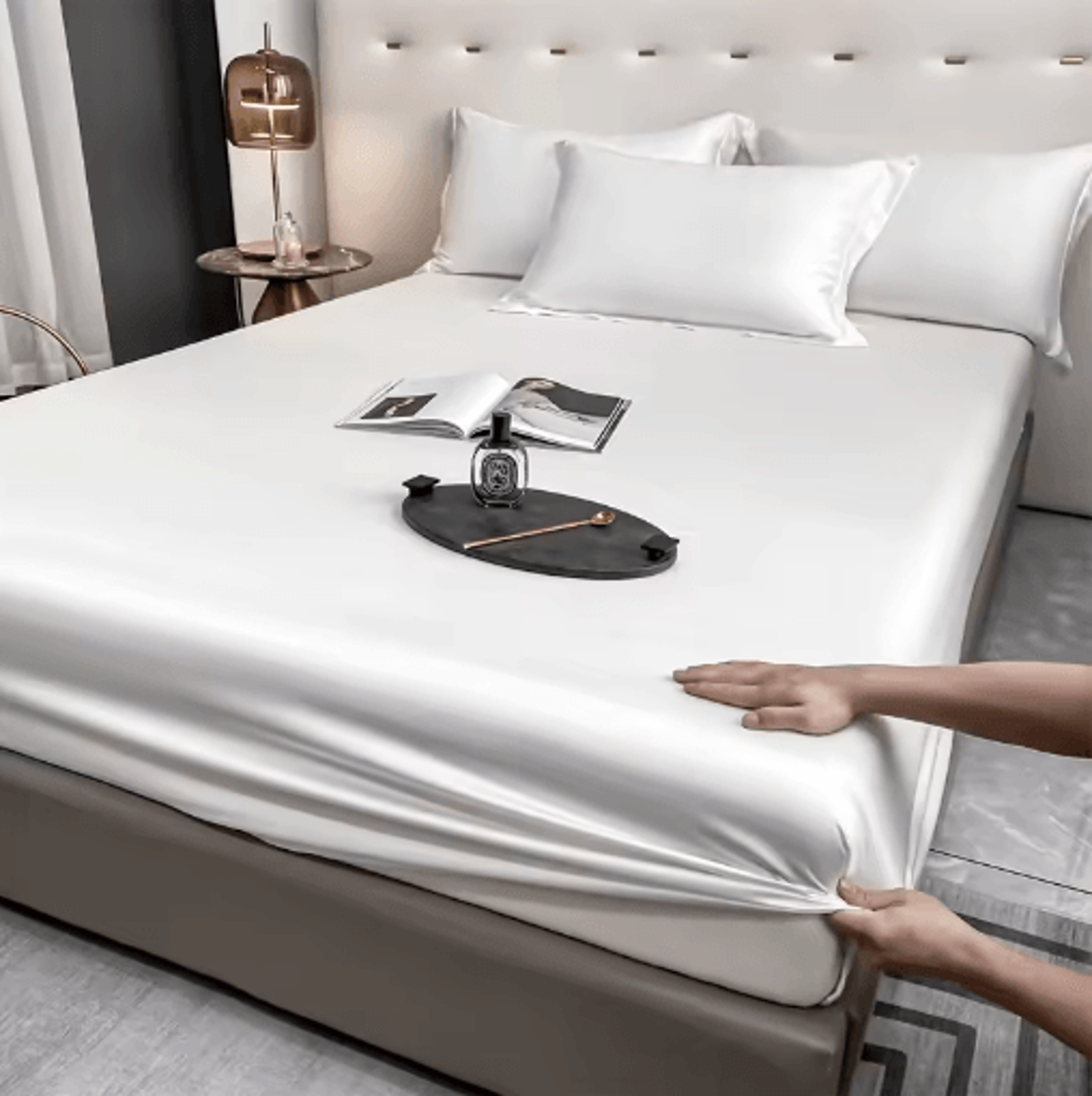 Natural Mulberry Silk Fitted Sheet  Luxury Queen King  Custom Mattress Cover 11