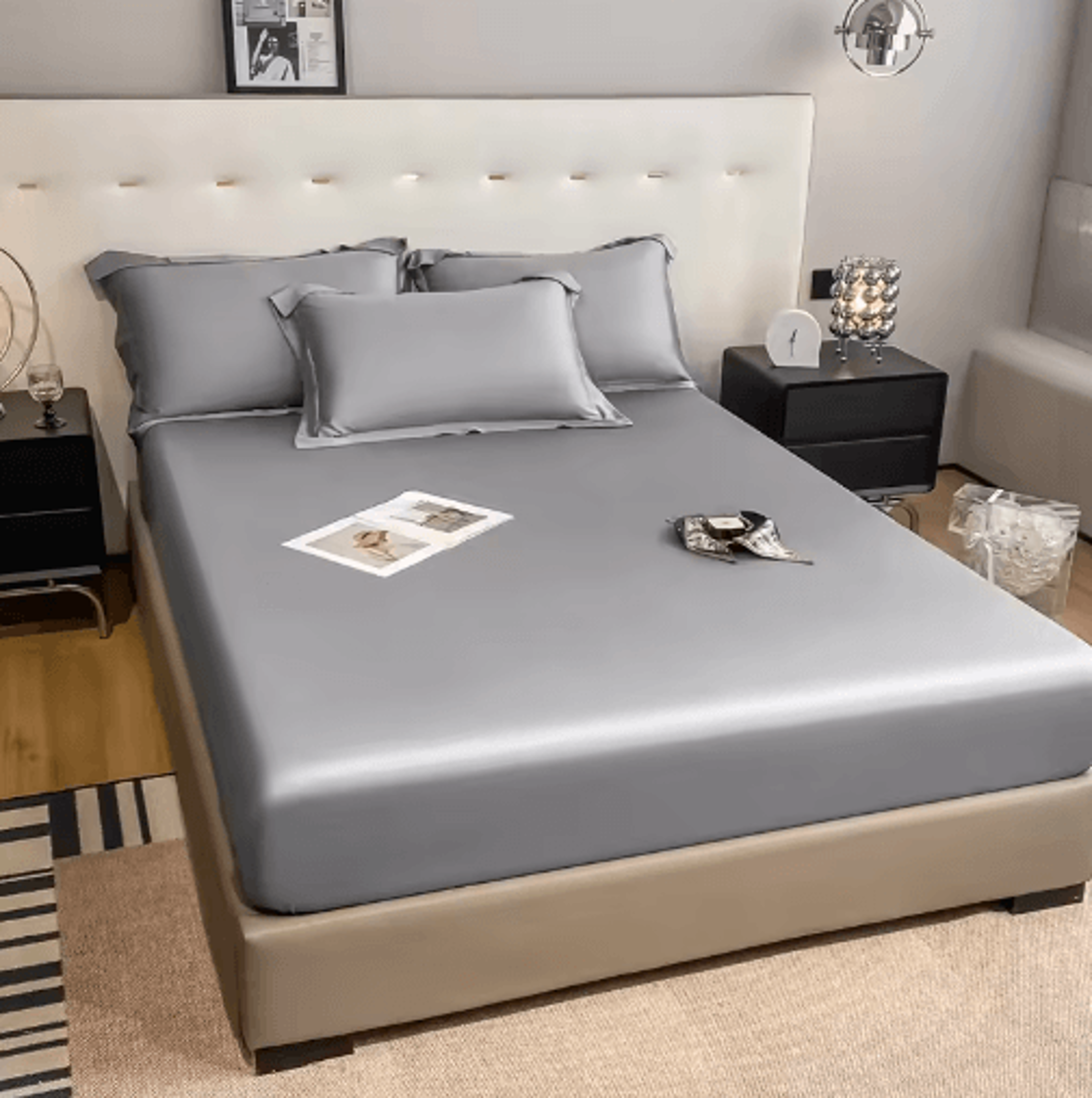 Natural Mulberry Silk Fitted Sheet  Luxury Queen King  Custom Mattress Cover 13