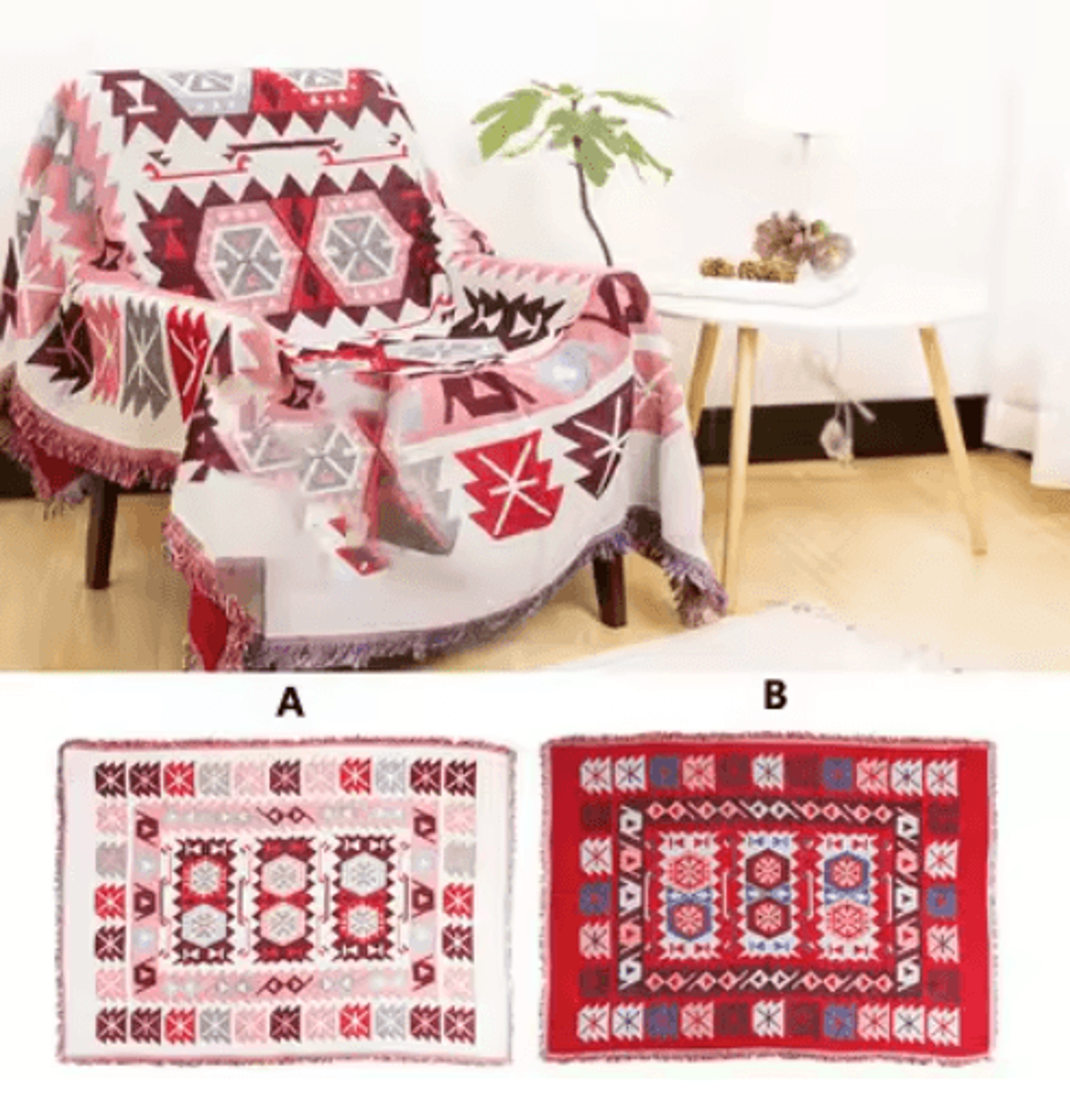 Retro Plaid Cotton Linen Woven Blanket  Thick Boho Sofa  Bed Throw 1