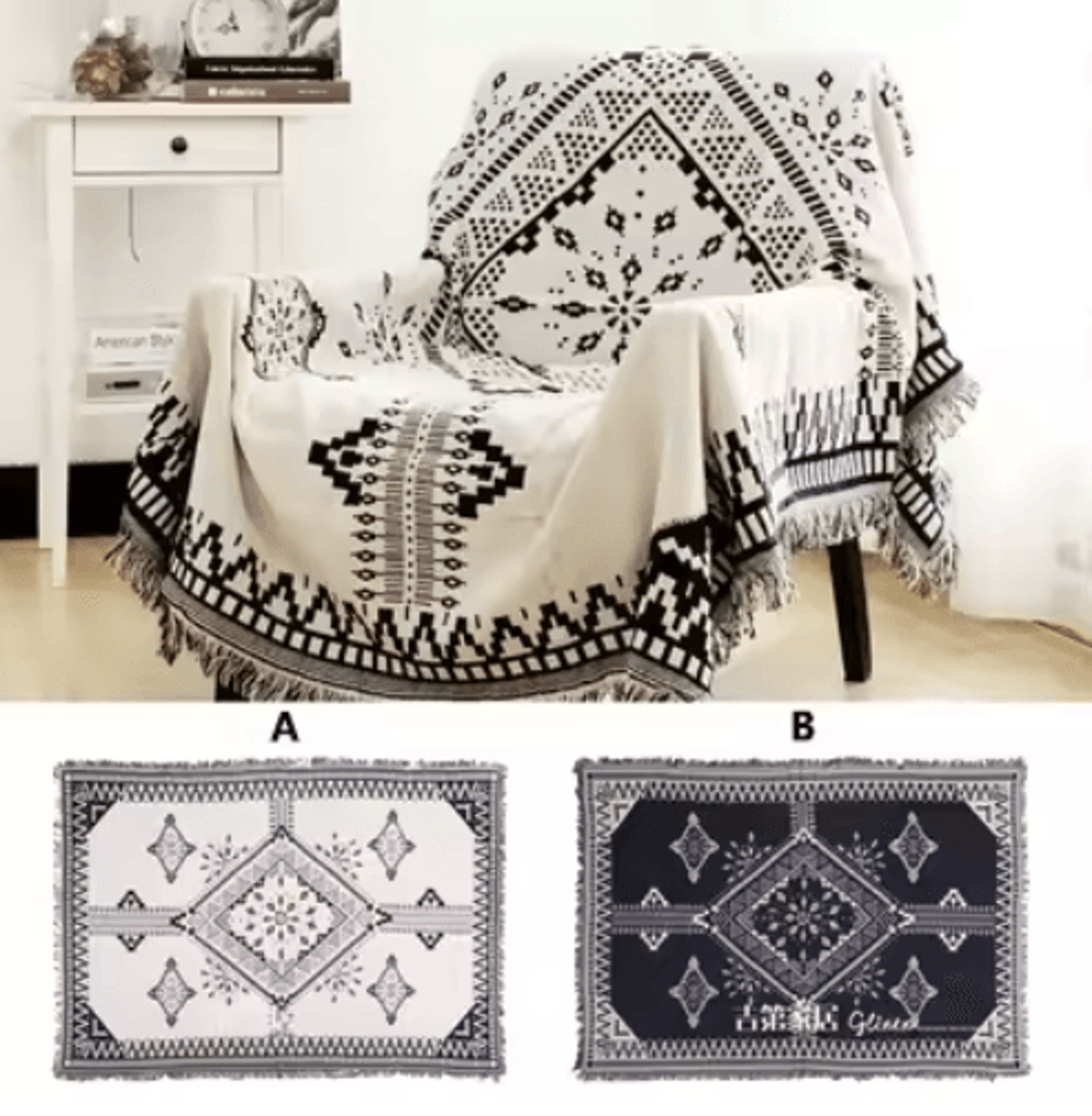 Retro Plaid Cotton Linen Woven Blanket  Thick Boho Sofa  Bed Throw 4