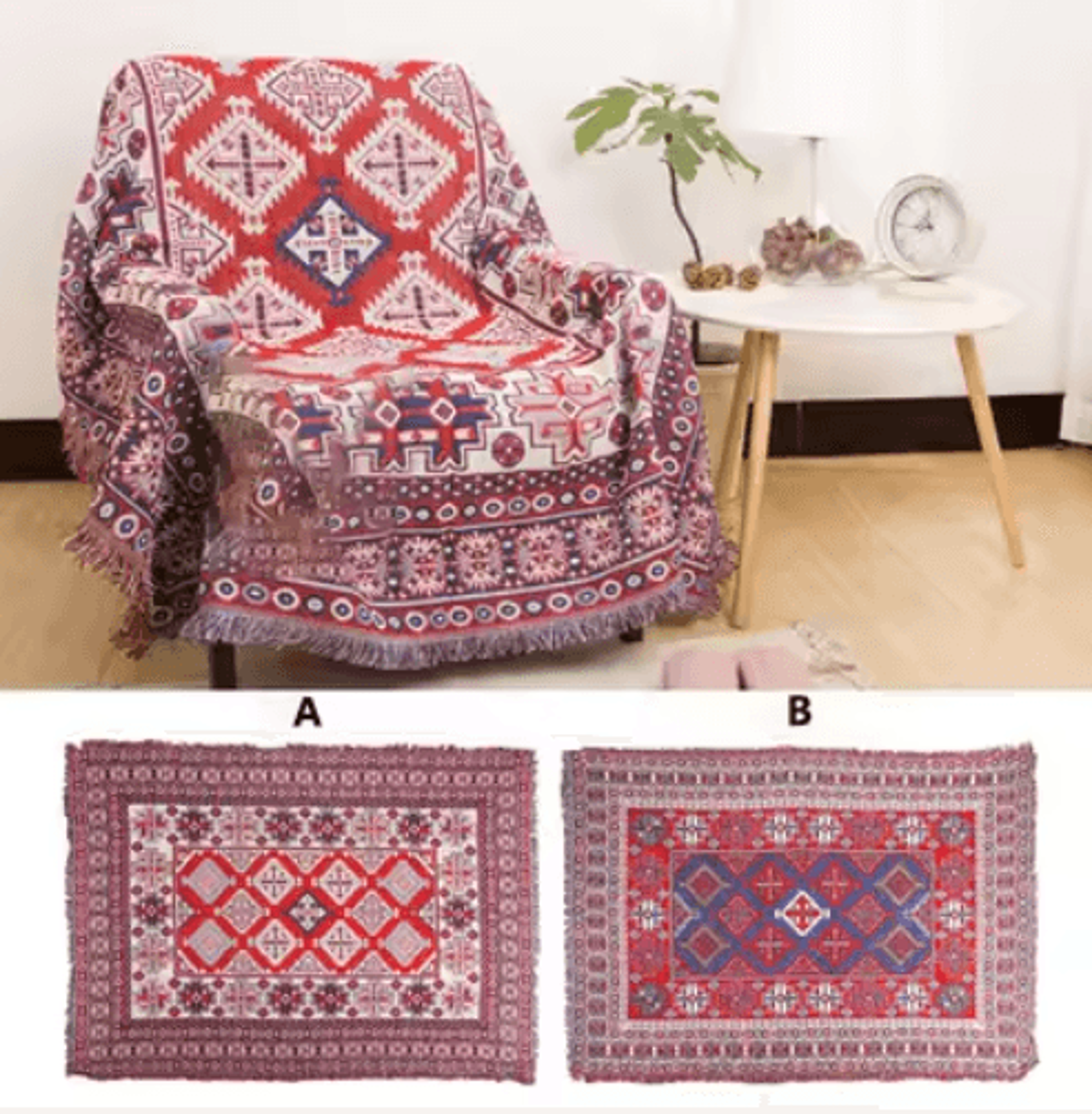 Retro Plaid Cotton Linen Woven Blanket  Thick Boho Sofa  Bed Throw 2