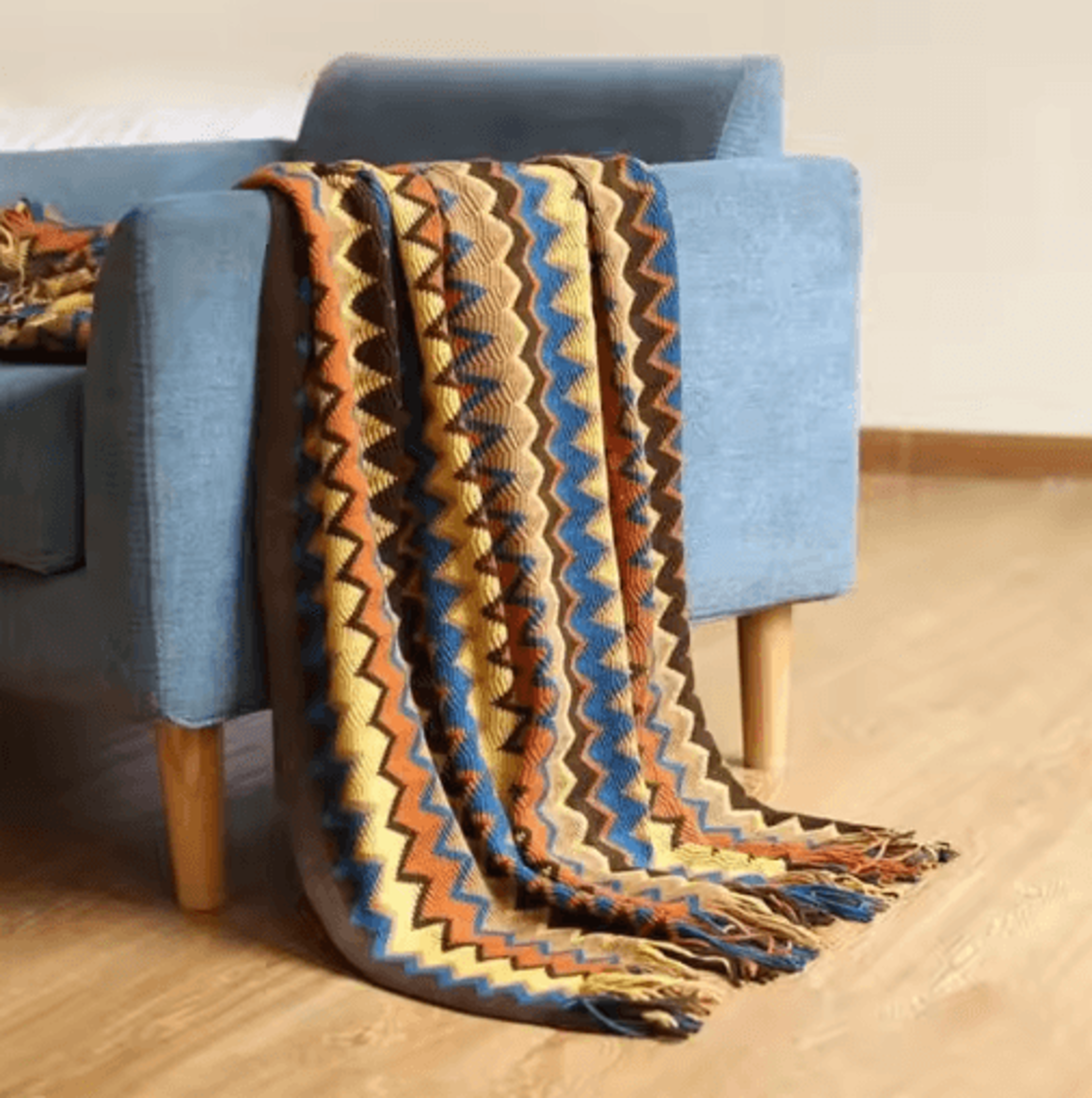 Retro Bohemian Knitted Blanket  Striped Plaid Tassel Sofa  Bed Throw 5